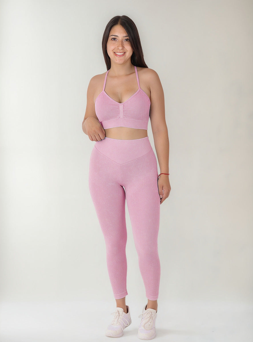 Conjunto Deportivo Calza Larga Y Peto Rib Prelavado Push Up