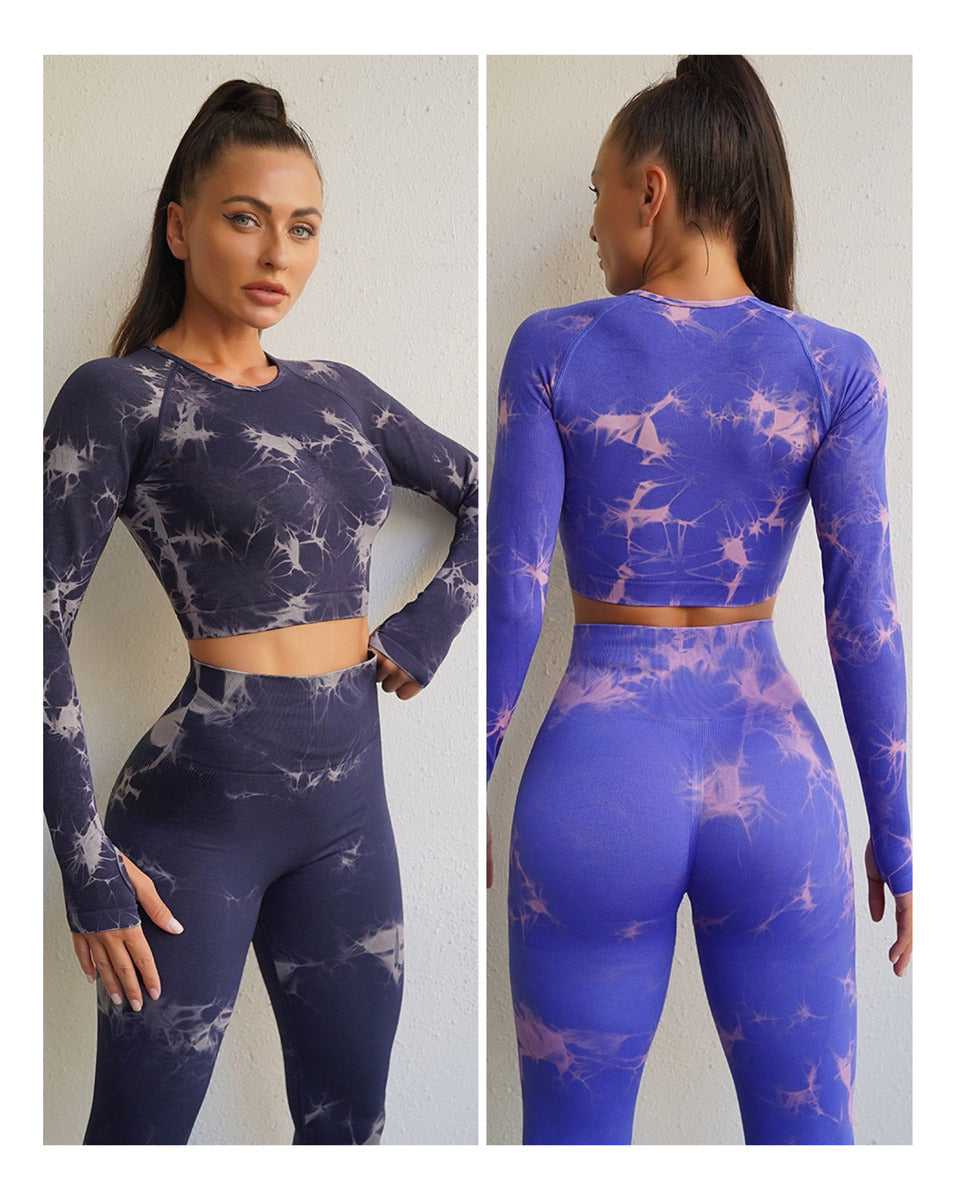 Pack 2 Conjuntos Tie Dye Manga Larga Push Up Deportivos Hy04