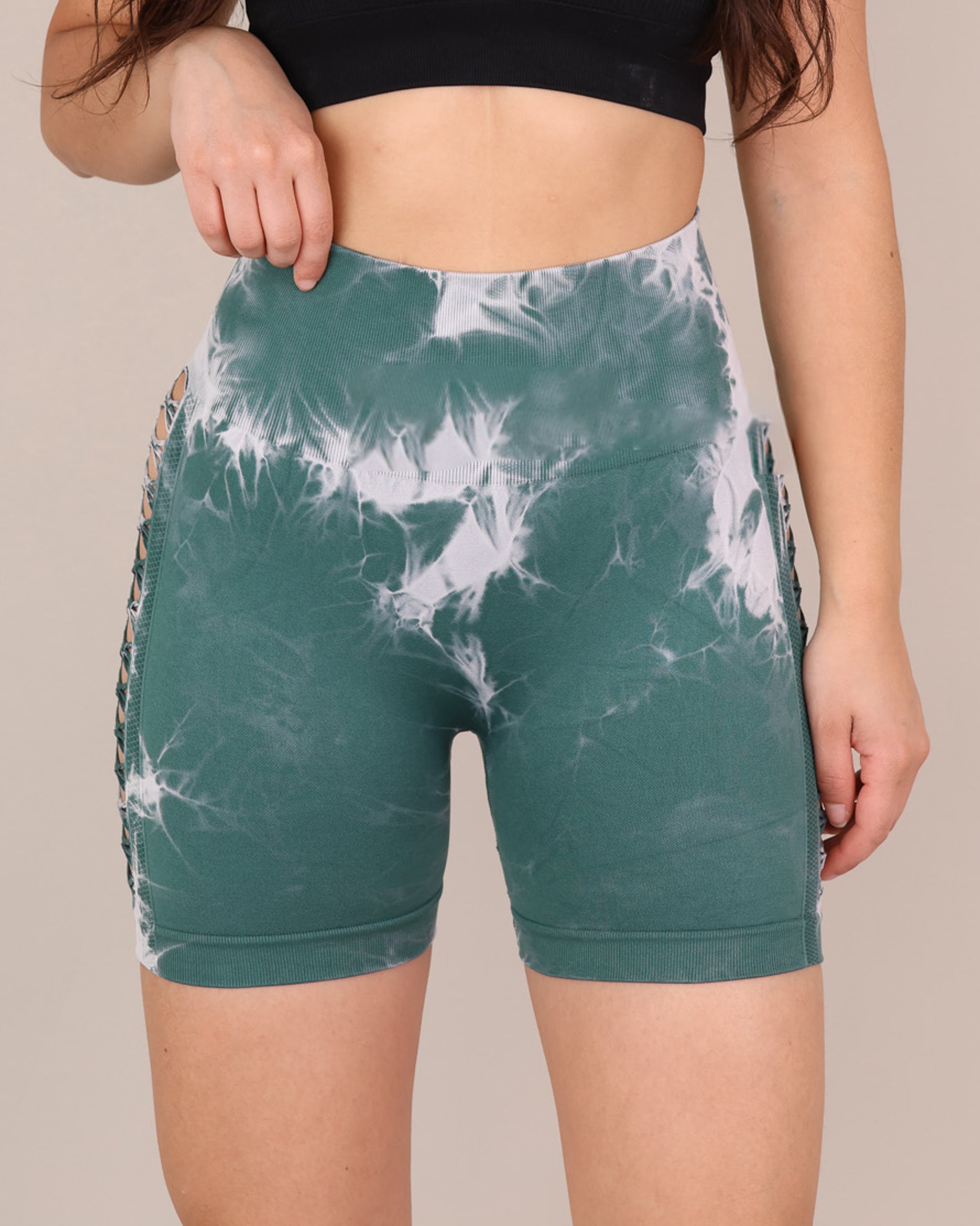 Short Mujer Calzas Cortas Tie Dye Push Up Con Aberturas