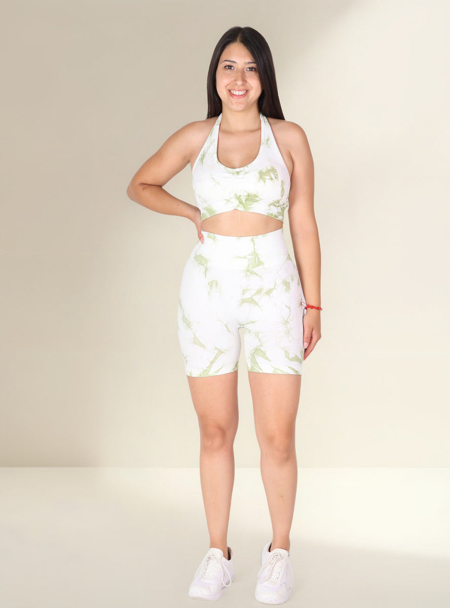 Conjunto Calza Corta Short Push Up Tie Dye Gym - Hy30
