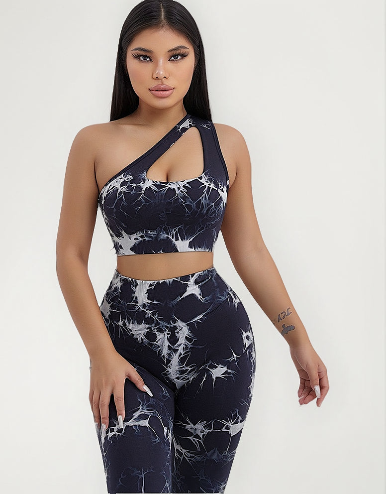 Conjunto de 2 piezas con top y leggings tie dye