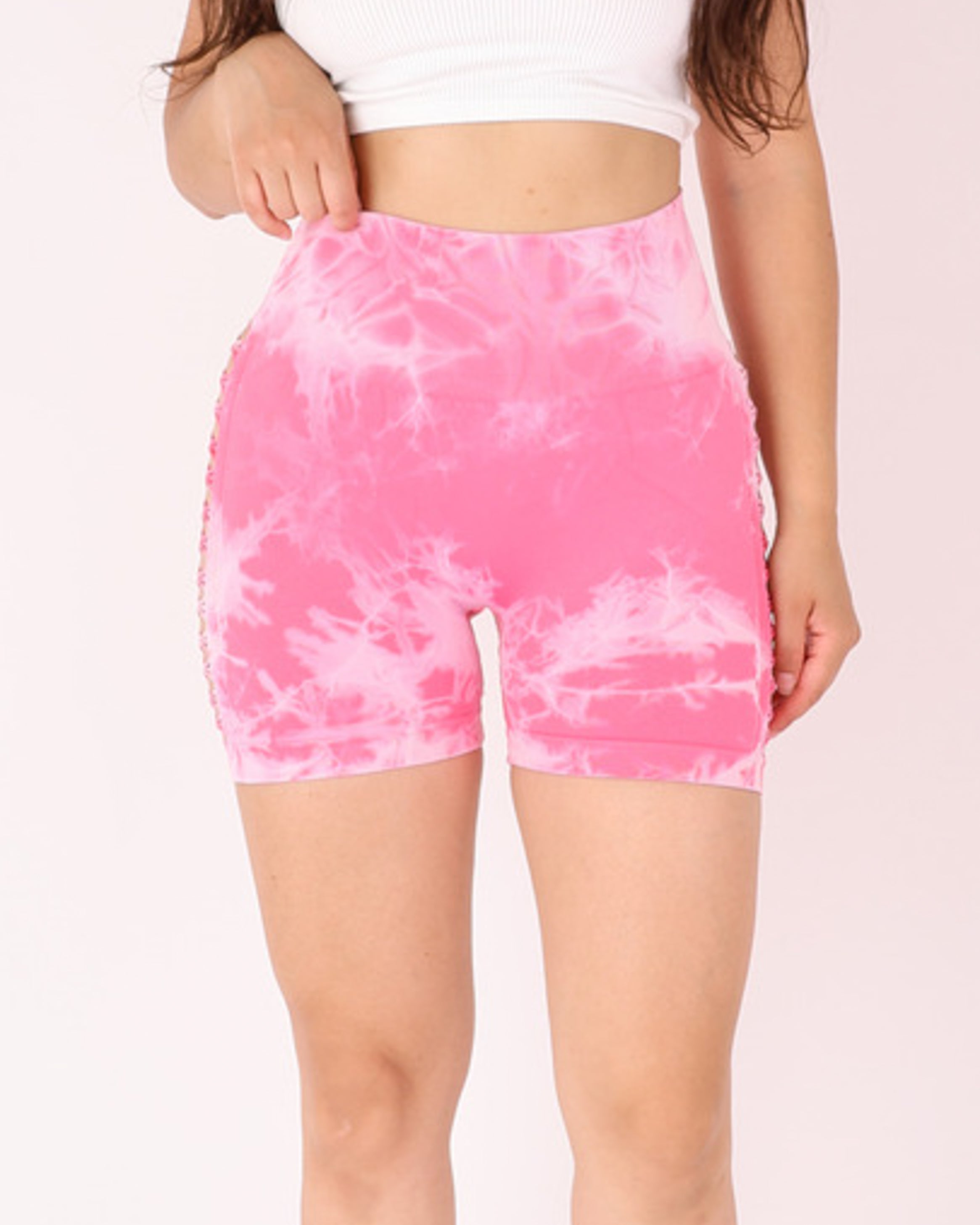 Short Mujer Calzas Cortas Tie Dye Push Up Con Aberturas