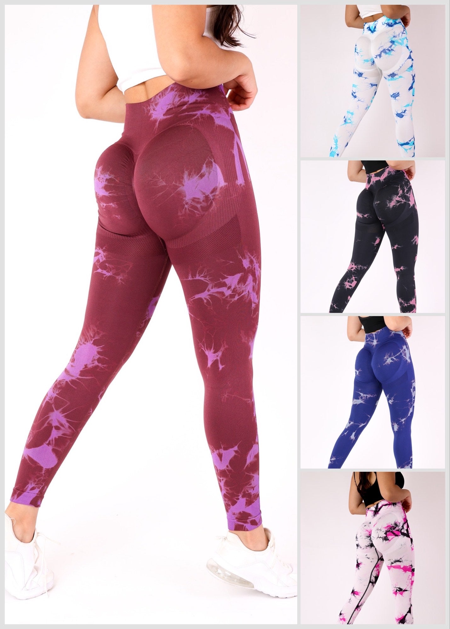 pack 5 Calzas doble push up diseño tie dye 2 colores - BX108