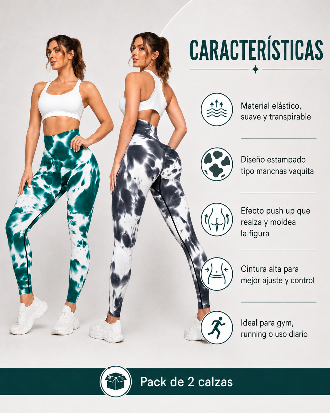 Pack 2 Calzas Push Up 100% Calidad Premium