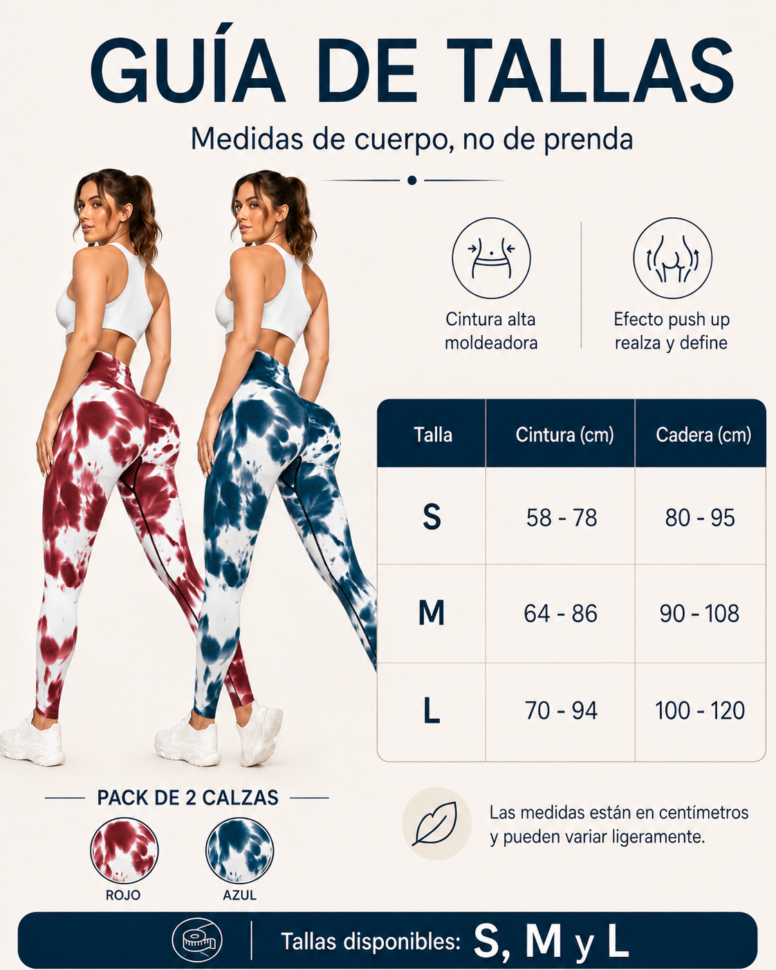 Pack 2 Calzas Push Up 100% Calidad Premium