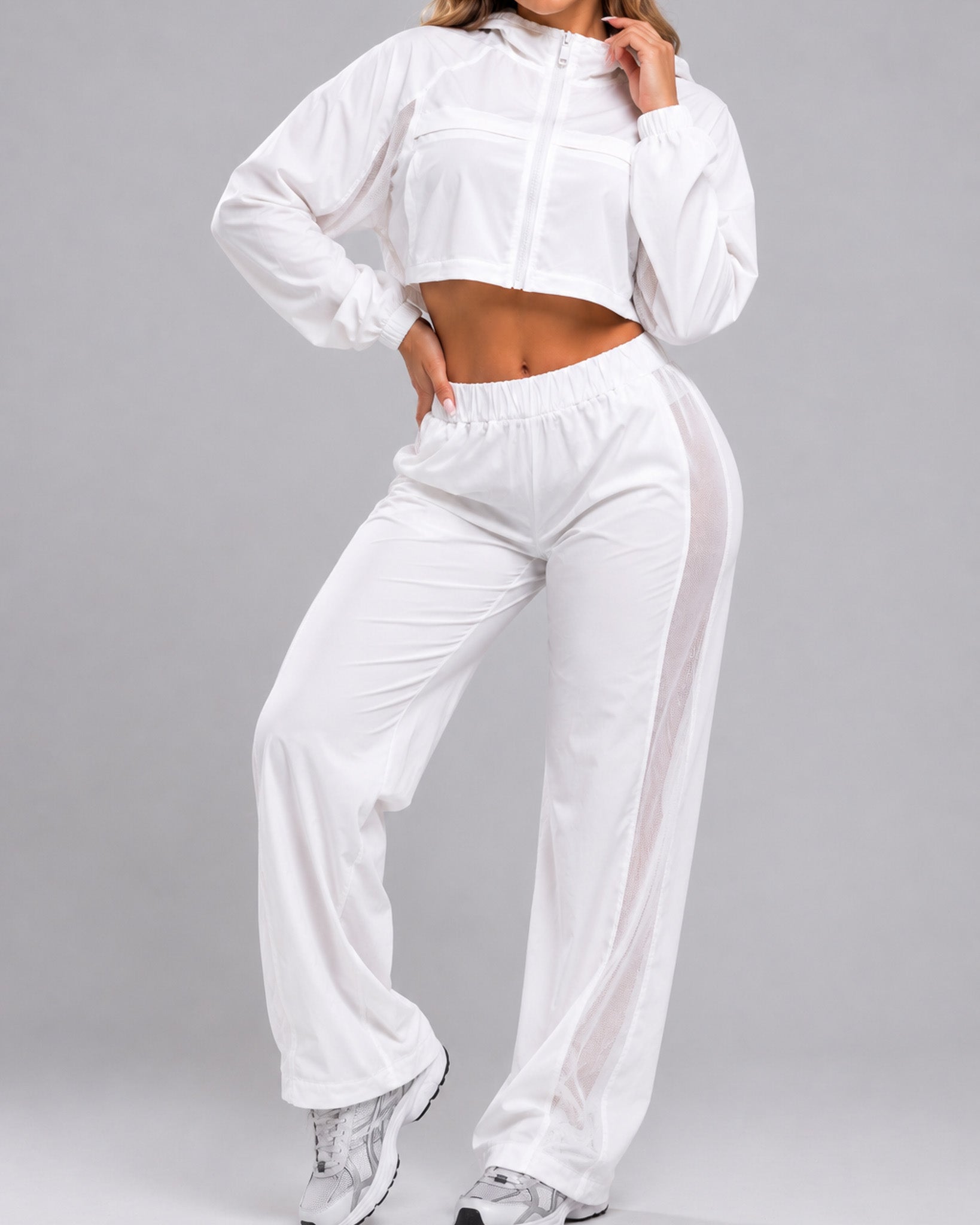 Conjunto Deportivo Dos Piezas Chaqueta Corta Y Pantalón Palazzo - LQ1014