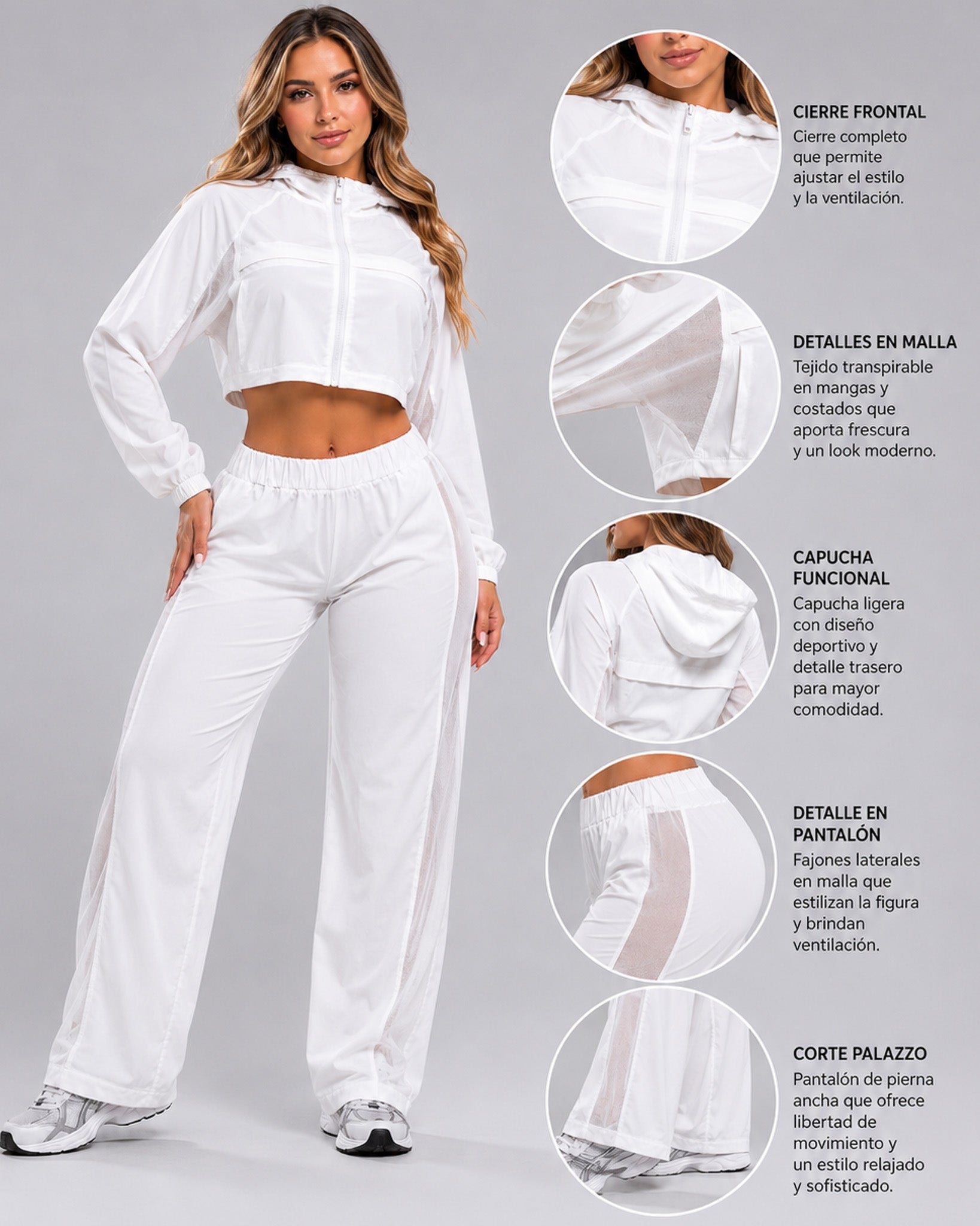 Conjunto Deportivo Dos Piezas Chaqueta Corta Y Pantalón Palazzo - LQ1014
