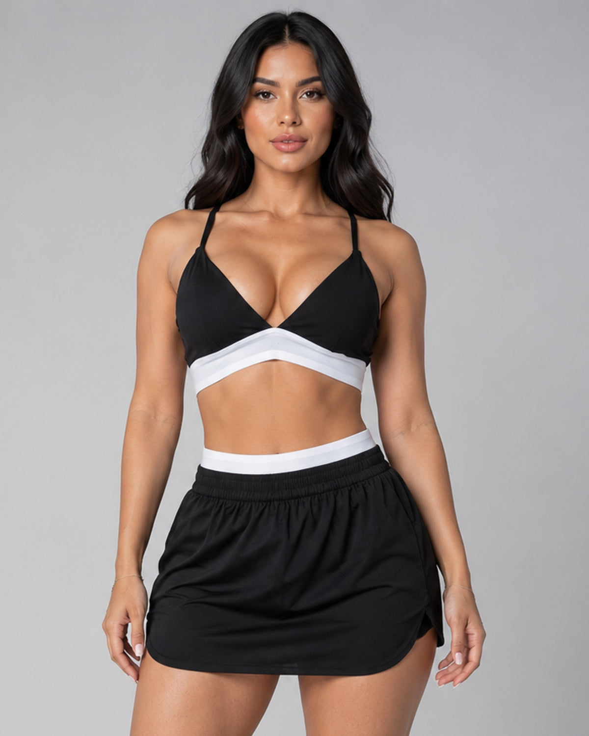 Set Top y Falda short Deportiva Fitness Gym Tenis Mujer - LQ1006
