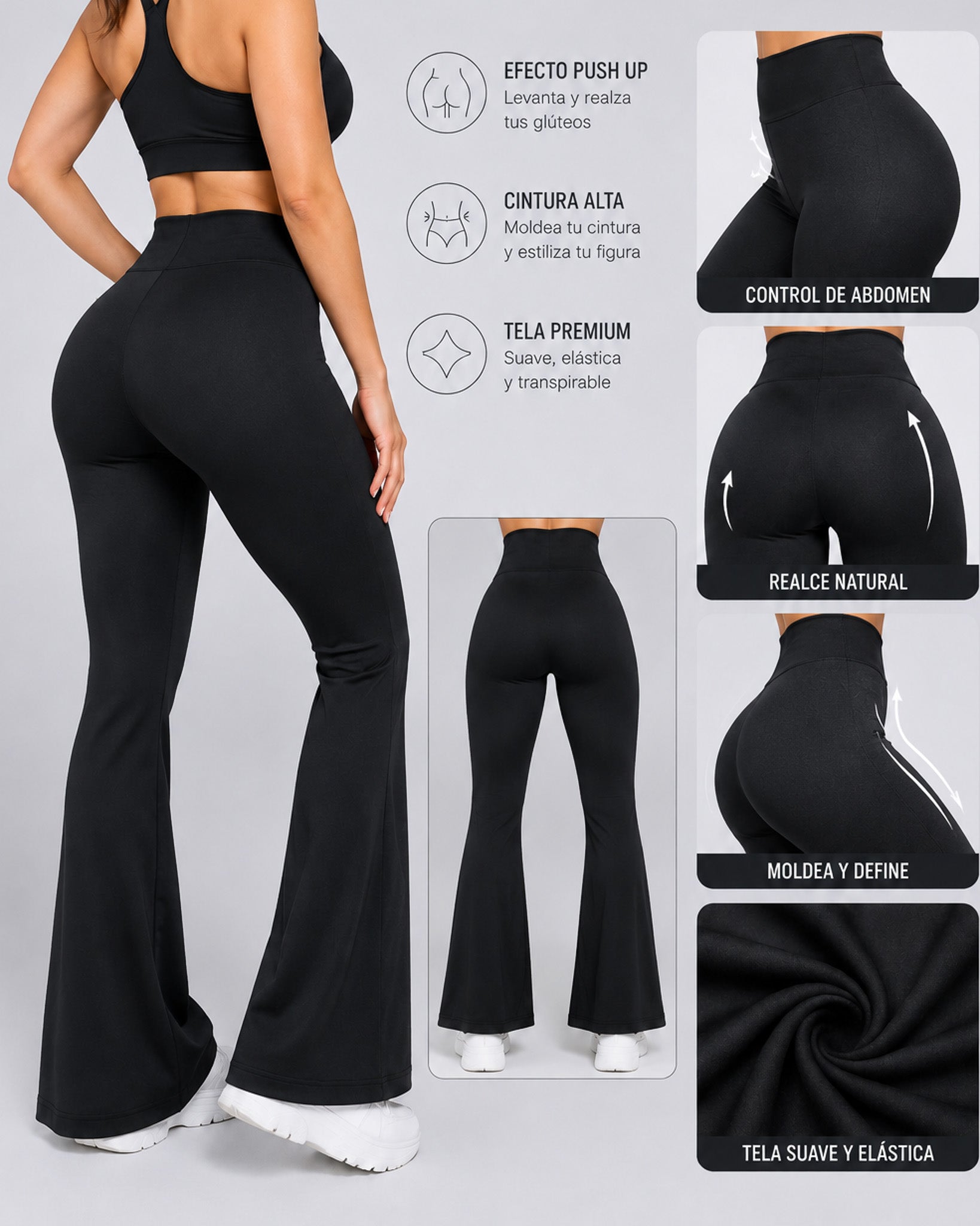 Calza Flare Faja Modeladora Deportiva Push Up Oxford Mujer - GD013