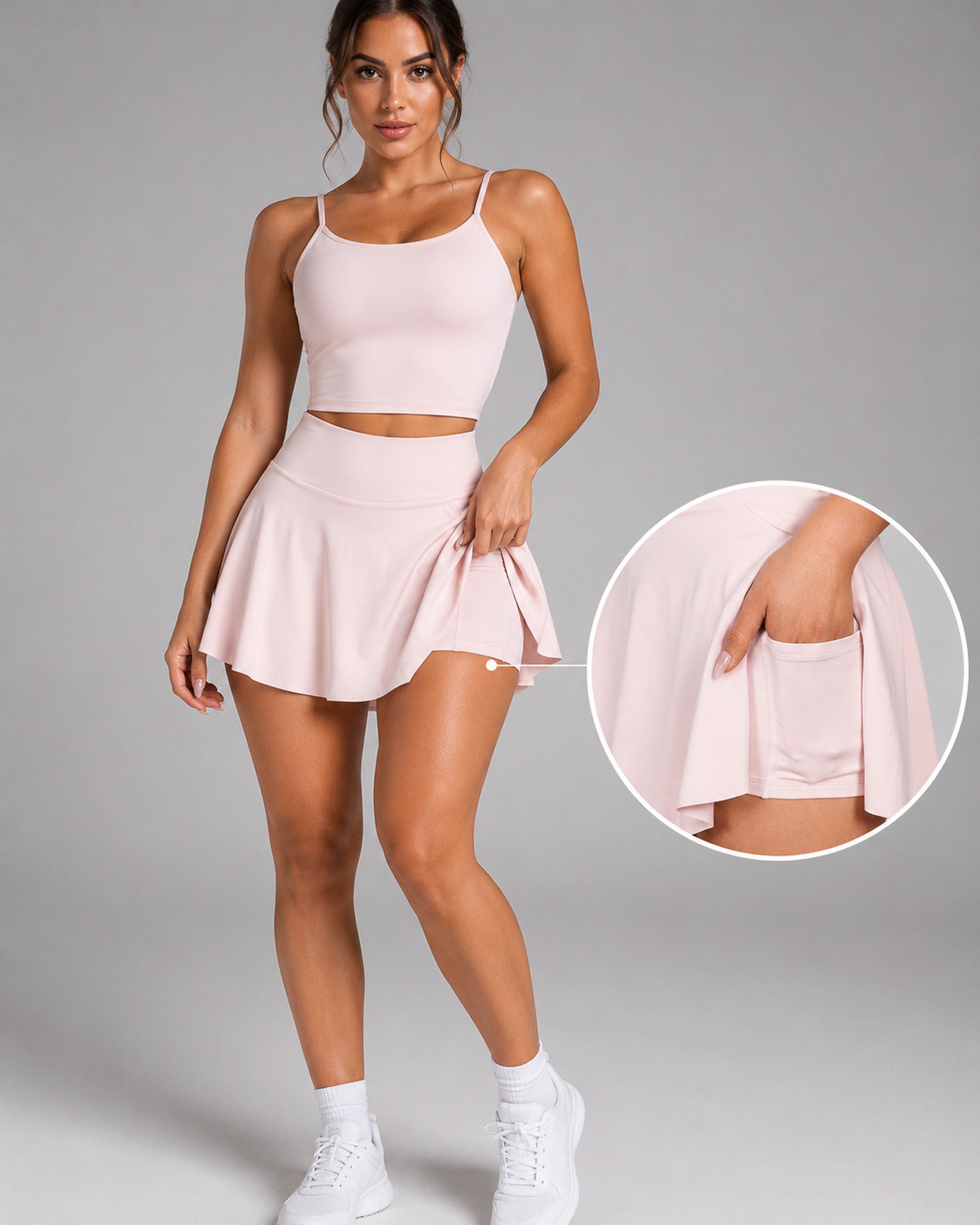 Set Fitness Mujer Falda Short Con Bolsillo Y Top Deportivo - JYT048