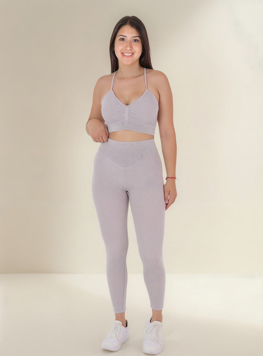 Conjunto Deportivo Calza Larga Y Peto Rib Prelavado Push Up