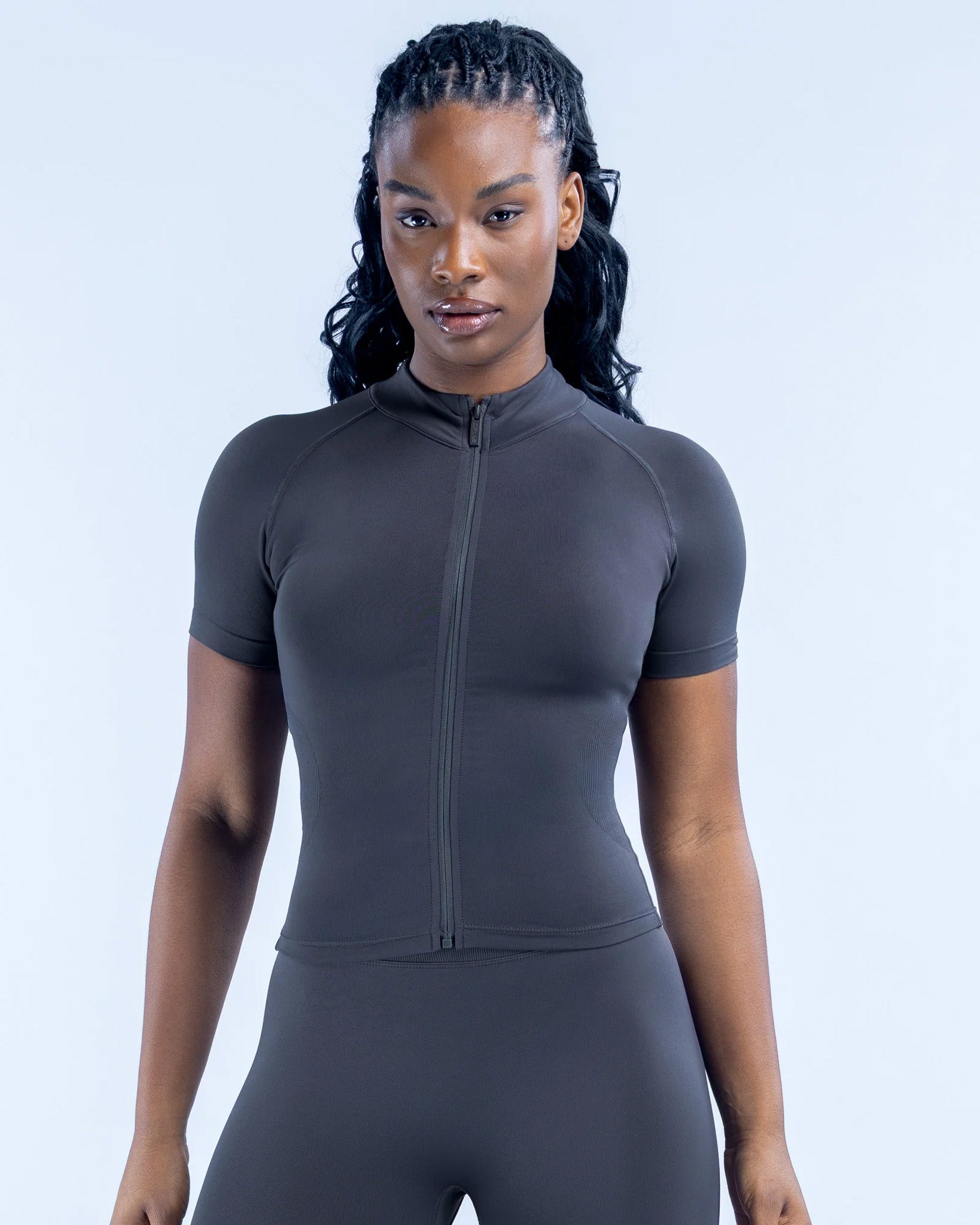 Polera Deportiva Fitness Mujer Dynamic Cierre y Manga Corta - FX21
