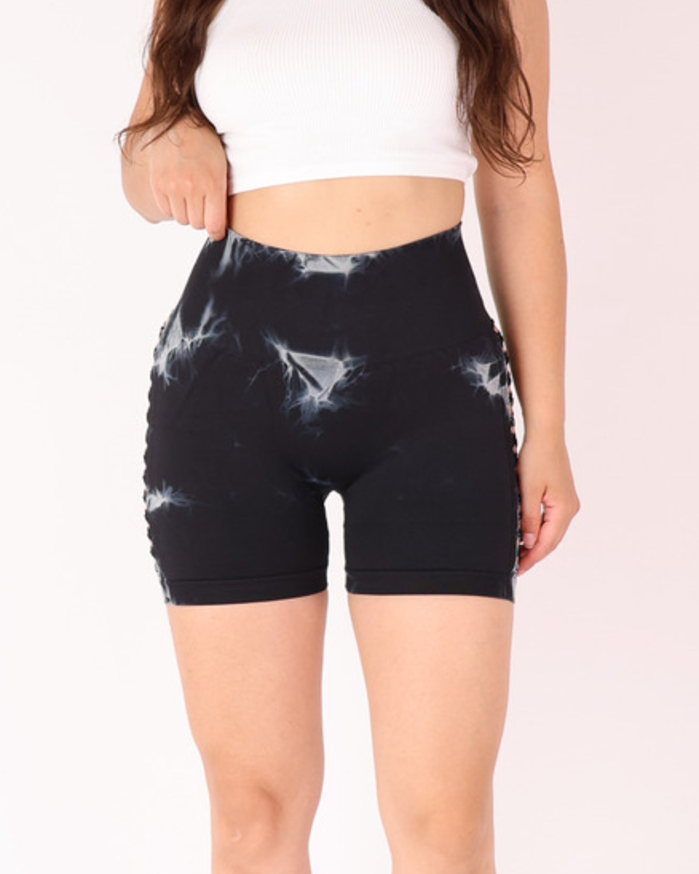 Short Mujer Calzas Cortas Tie Dye Push Up Con Aberturas
