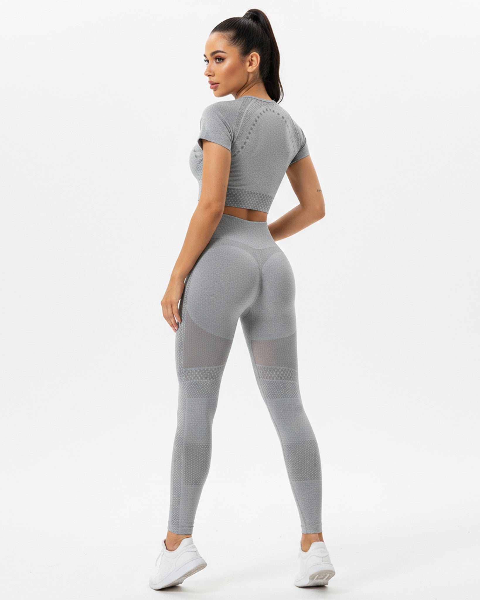 Conjunto Deportivo Mujer Peto de Manga Corta y Calza Push Up - 88152