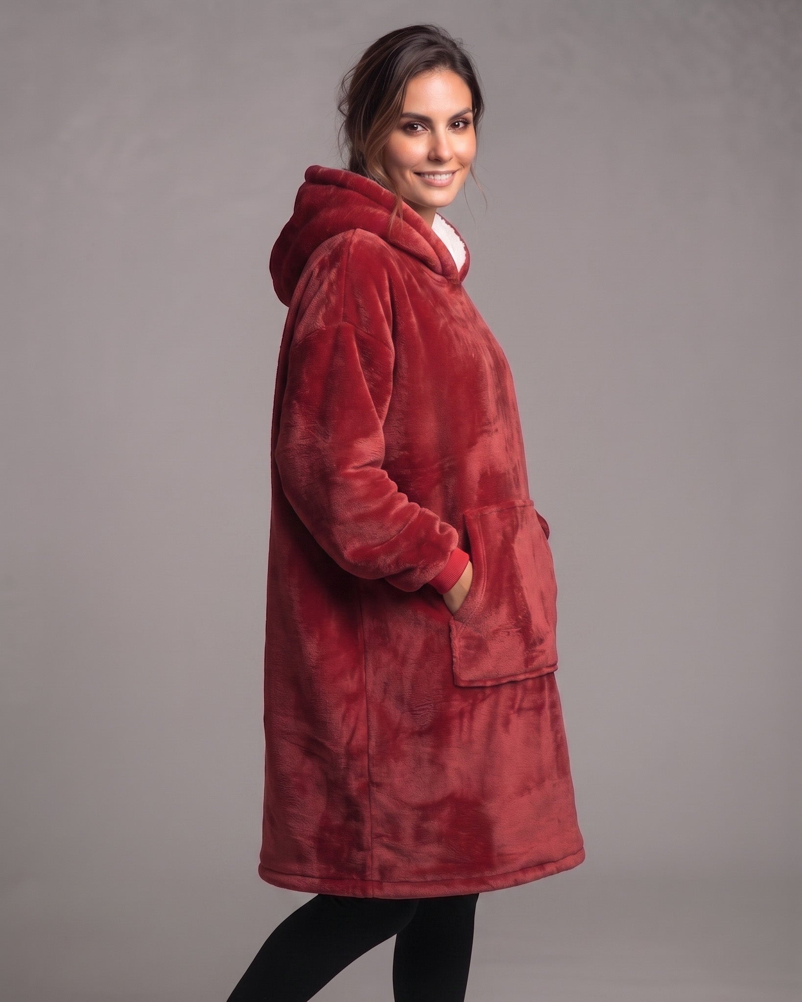 Maxi Poleron Manta Sherpa Bata Polar Con Capucha Invierno - Y501