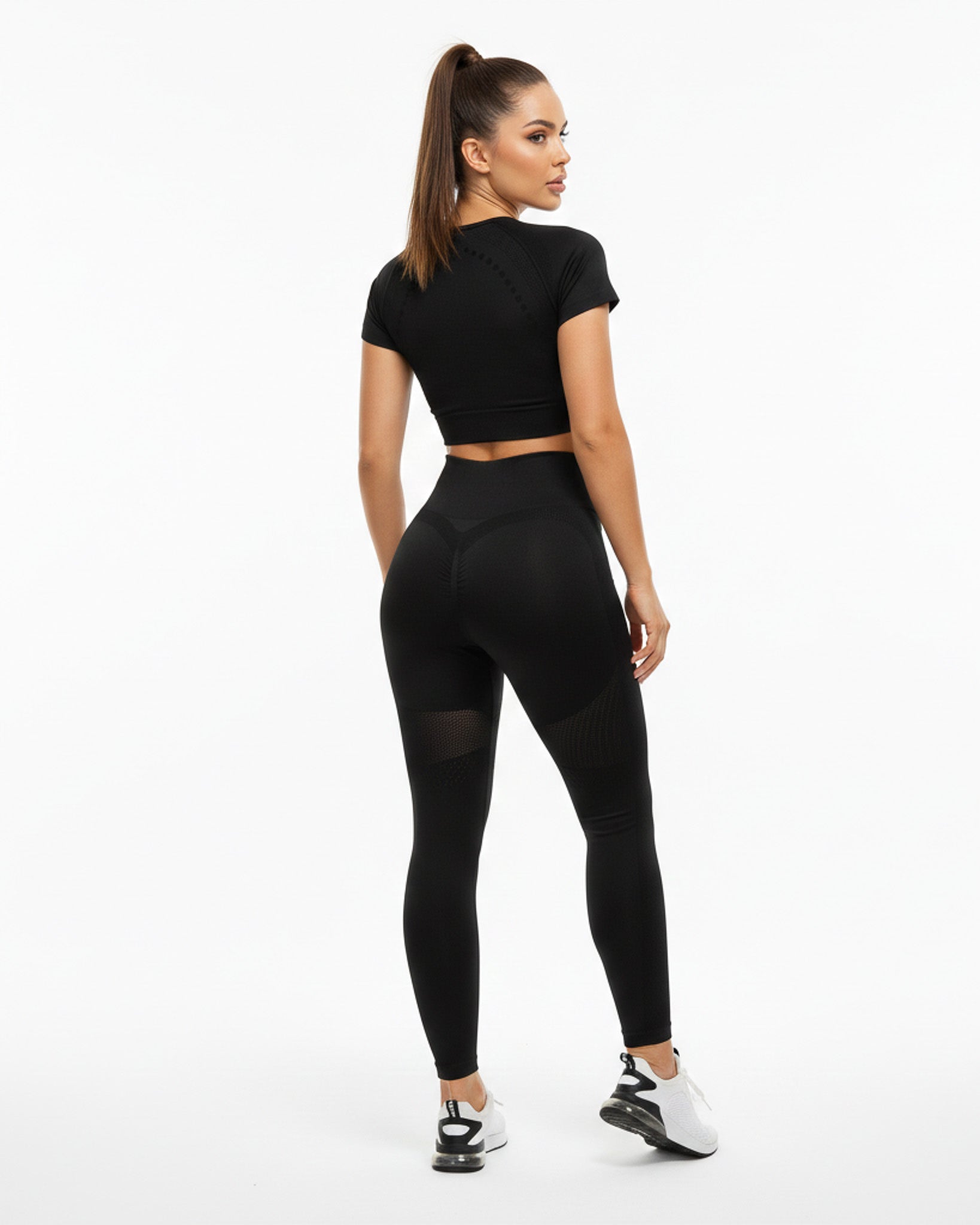 Conjunto Deportivo Mujer Peto de Manga Corta y Calza Push Up - 88152
