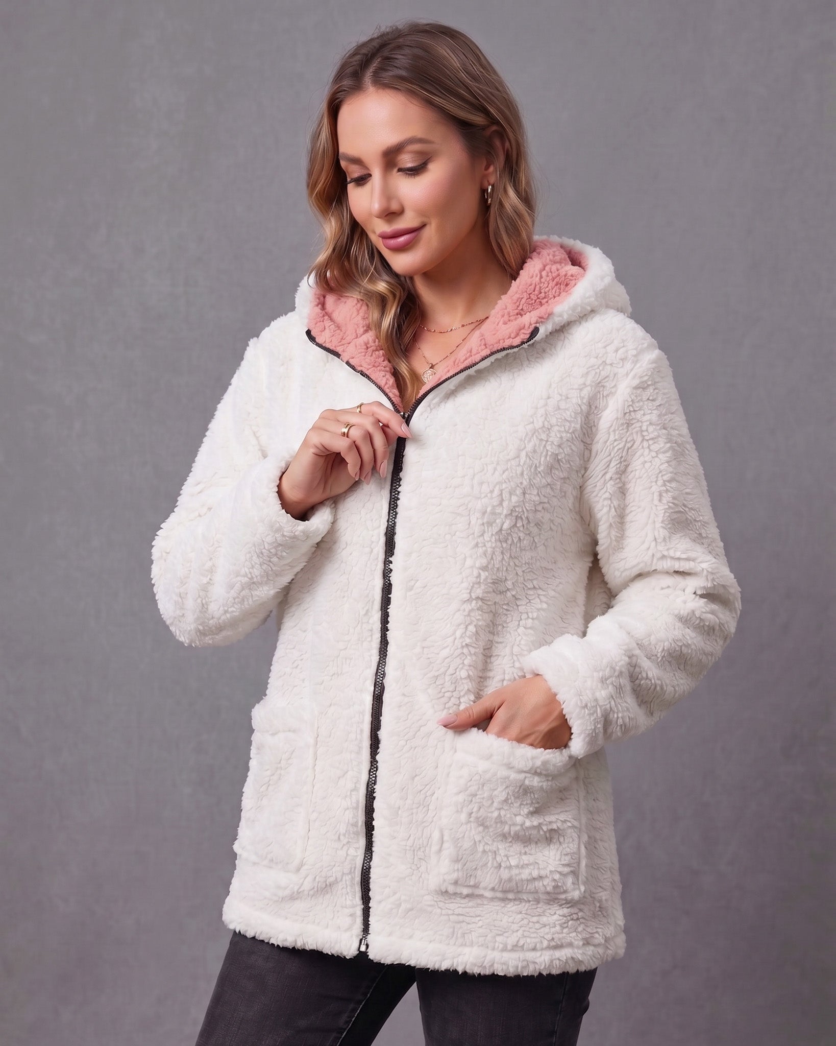 Chaqueta Abrigo Reversible Chiporro Mujer Capucha Invierno - JC516020