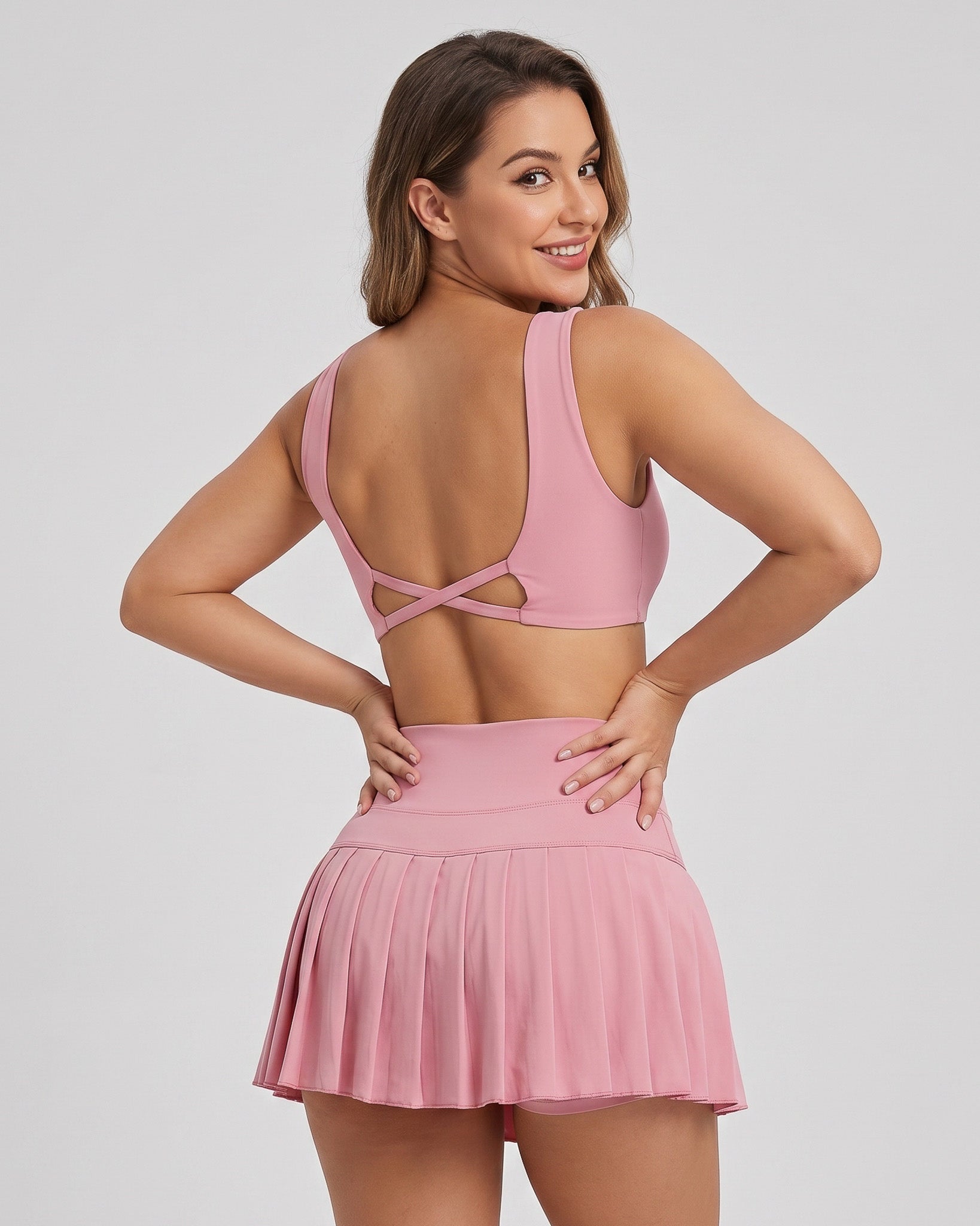 Conjunto Fitness Mujer Falda Short Plisada Y Top Deportivo - LQ1022