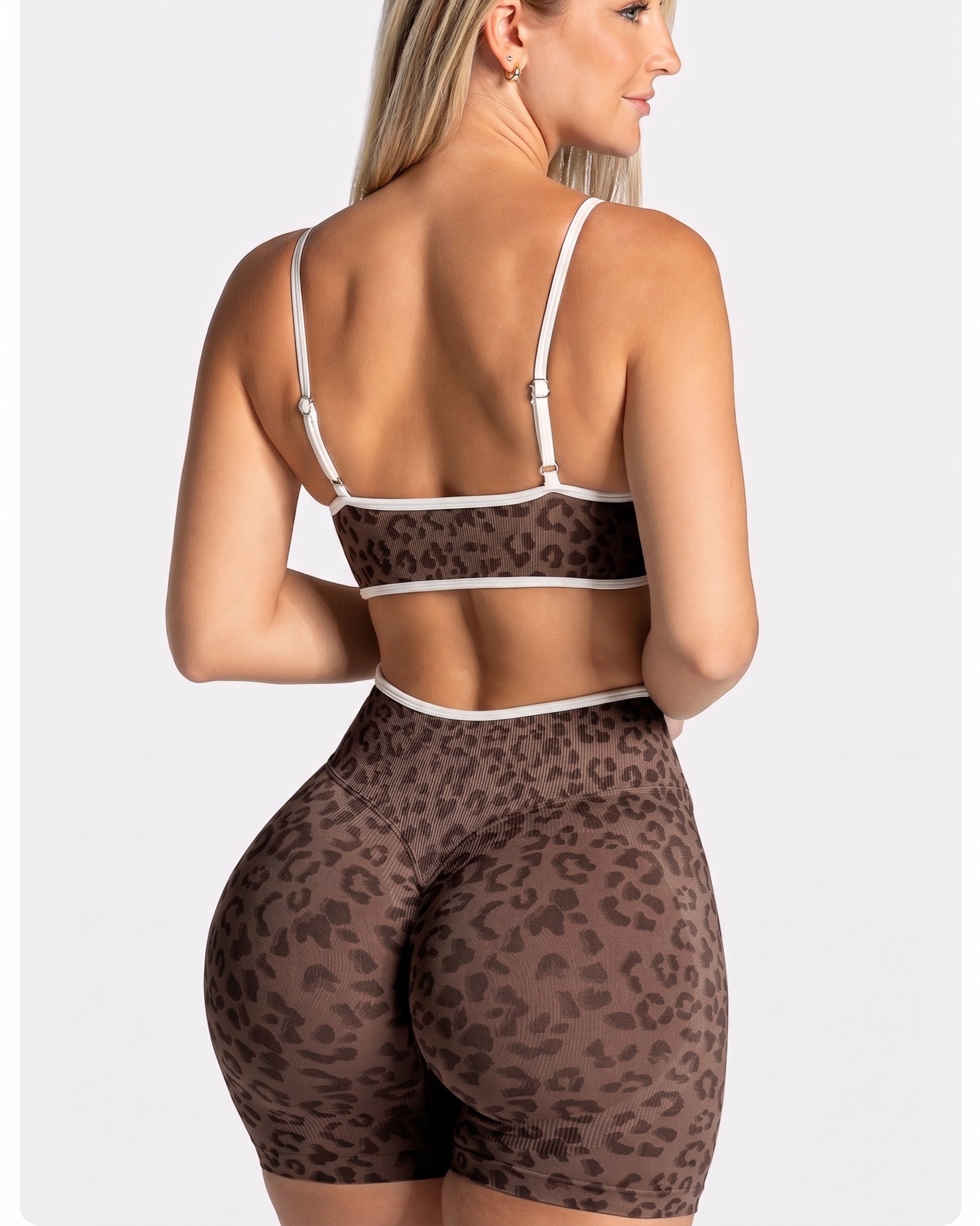 Set Fitness Animal Print Short Tiro Alto Y Top