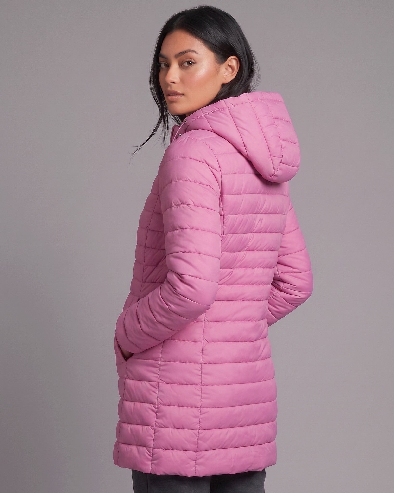 Parka Invierno Mujer Puffer Acolchada Capucha Desmontable