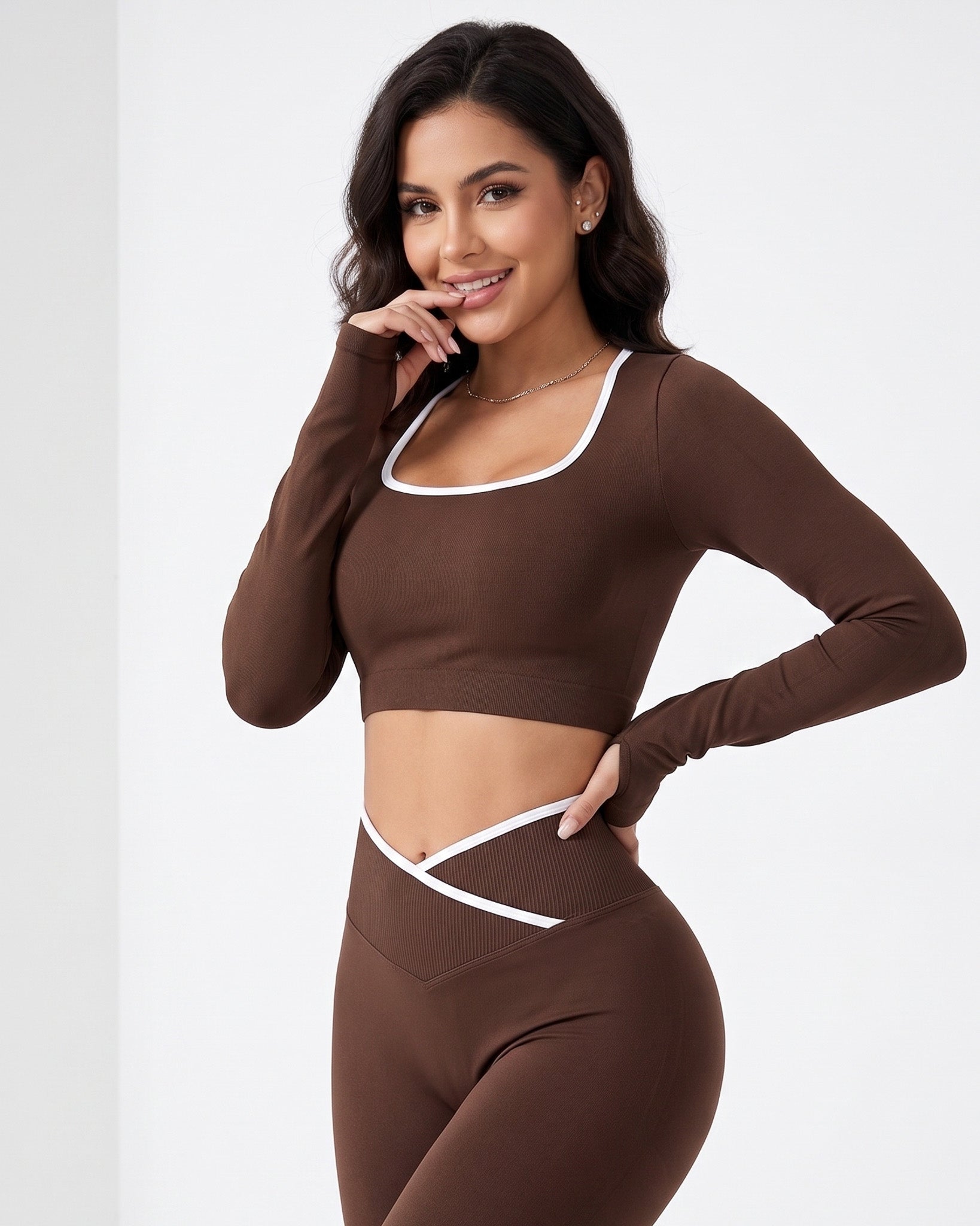 Set Mujer Flare Push Up Pretina Cruzada Líneas Calidad Pro - YJ320