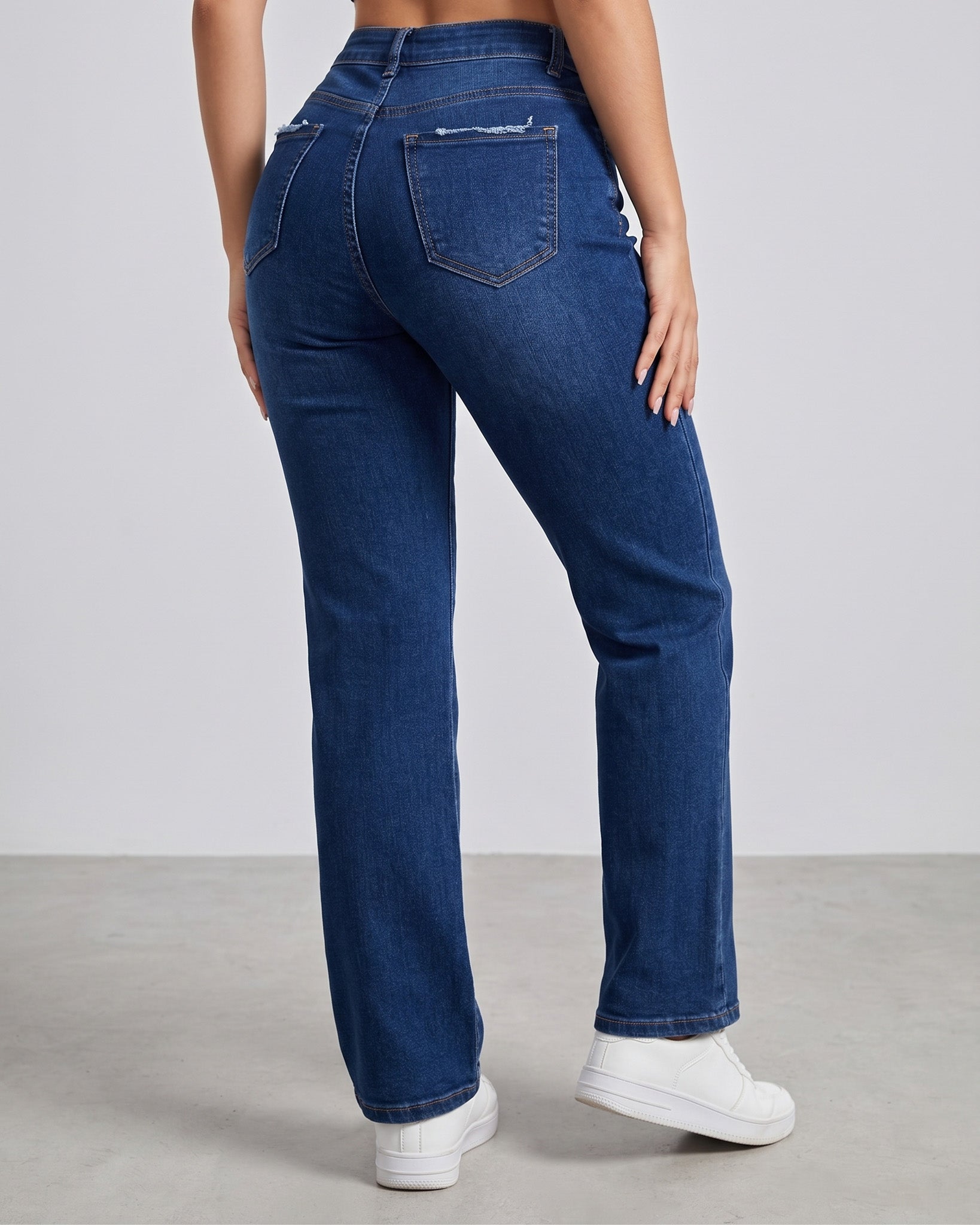 Pantalón Denim Wide Leg Azul Profundo - Tiro Alto Stretch - 39008