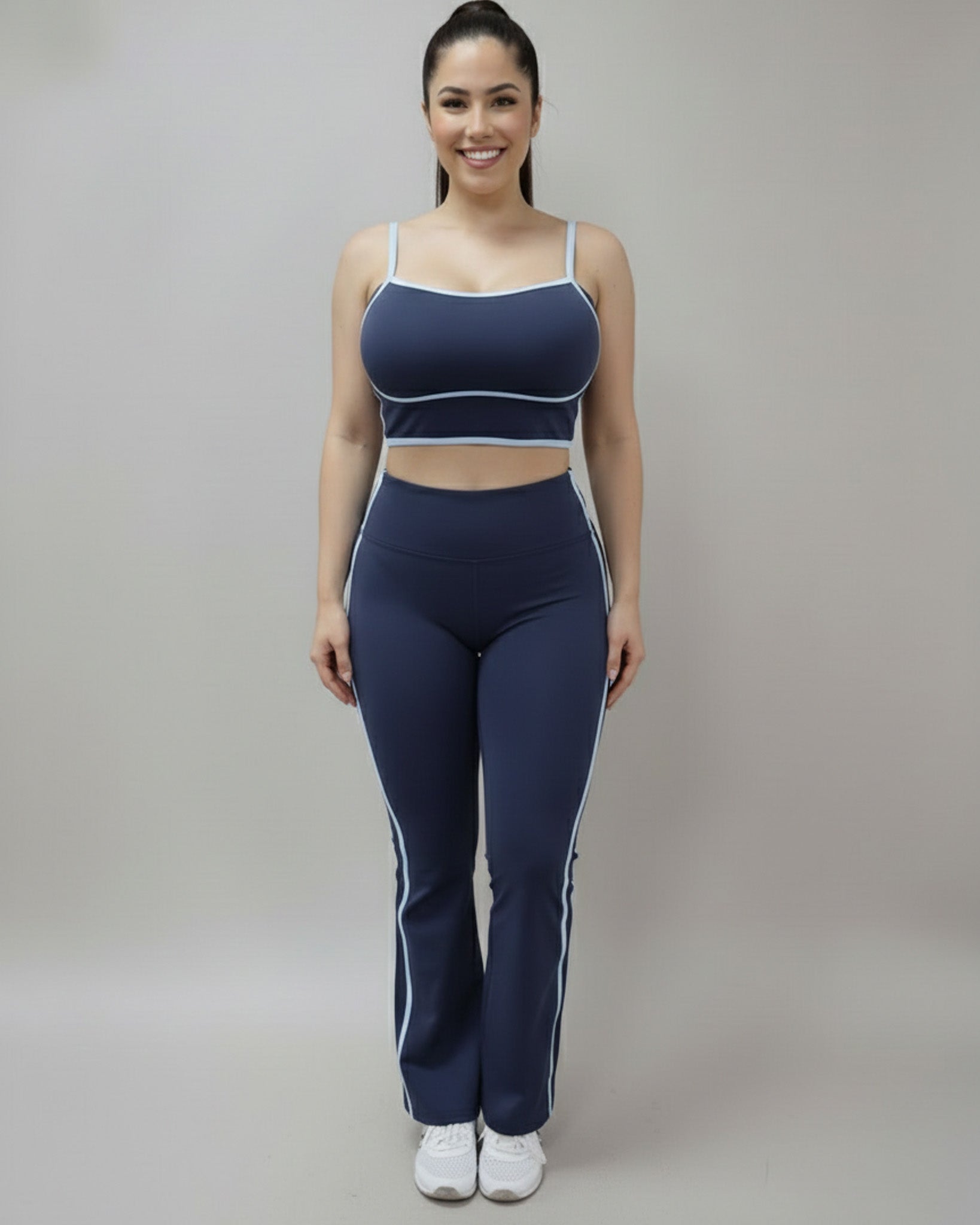 Conjunto Deportivo Mujer Top y Calza Flare Calidad Premium - YJ252