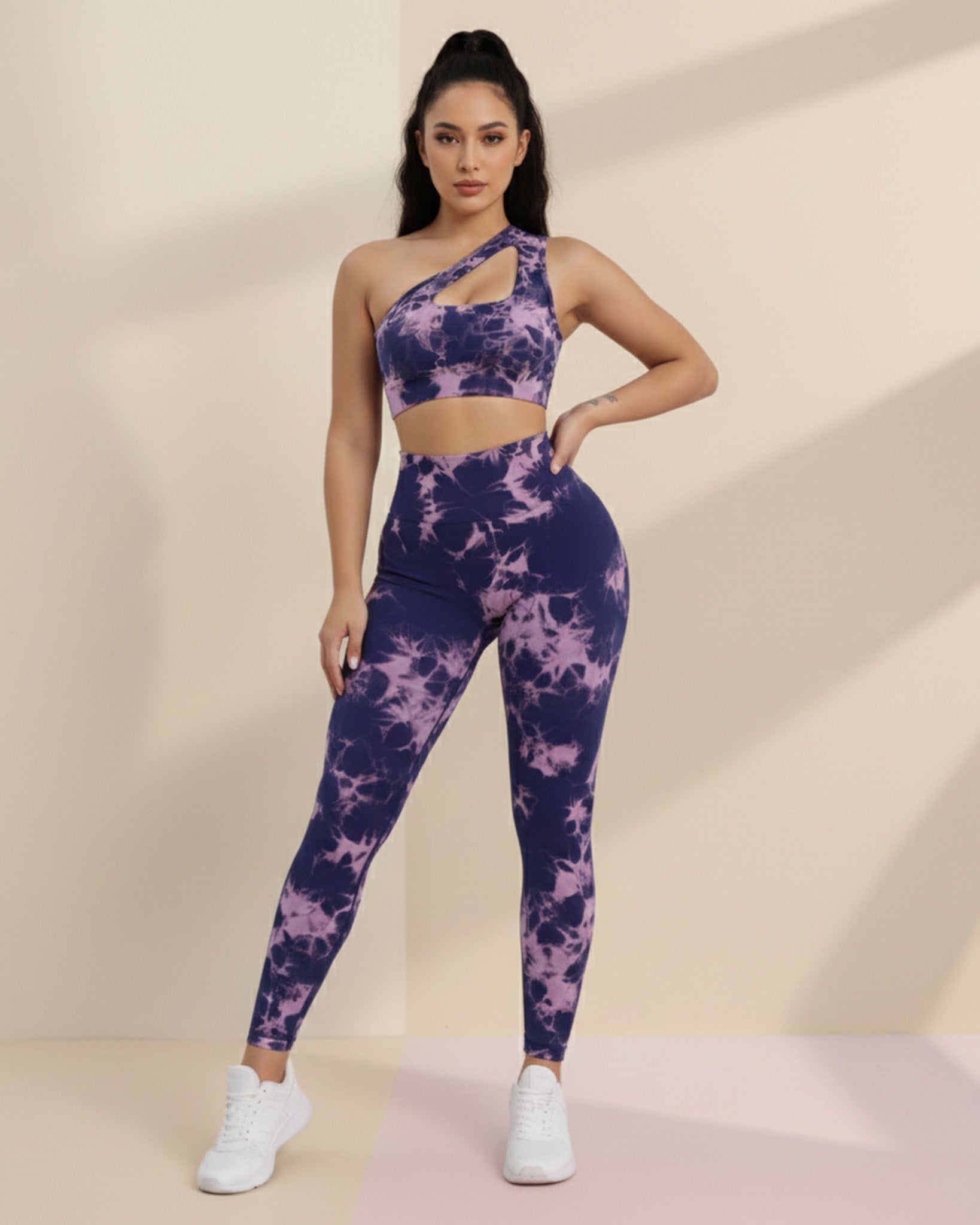 Conjunto de 2 piezas con top y leggings tie dye