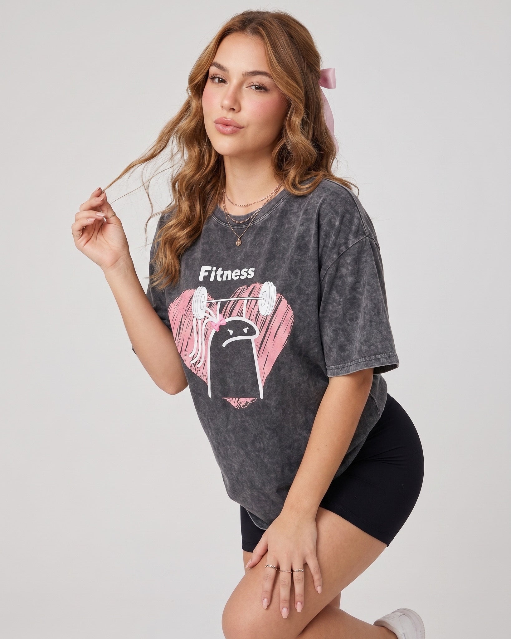 Polera Fitness Oversize - Vintage Gym Look Prelavada Pro - A366