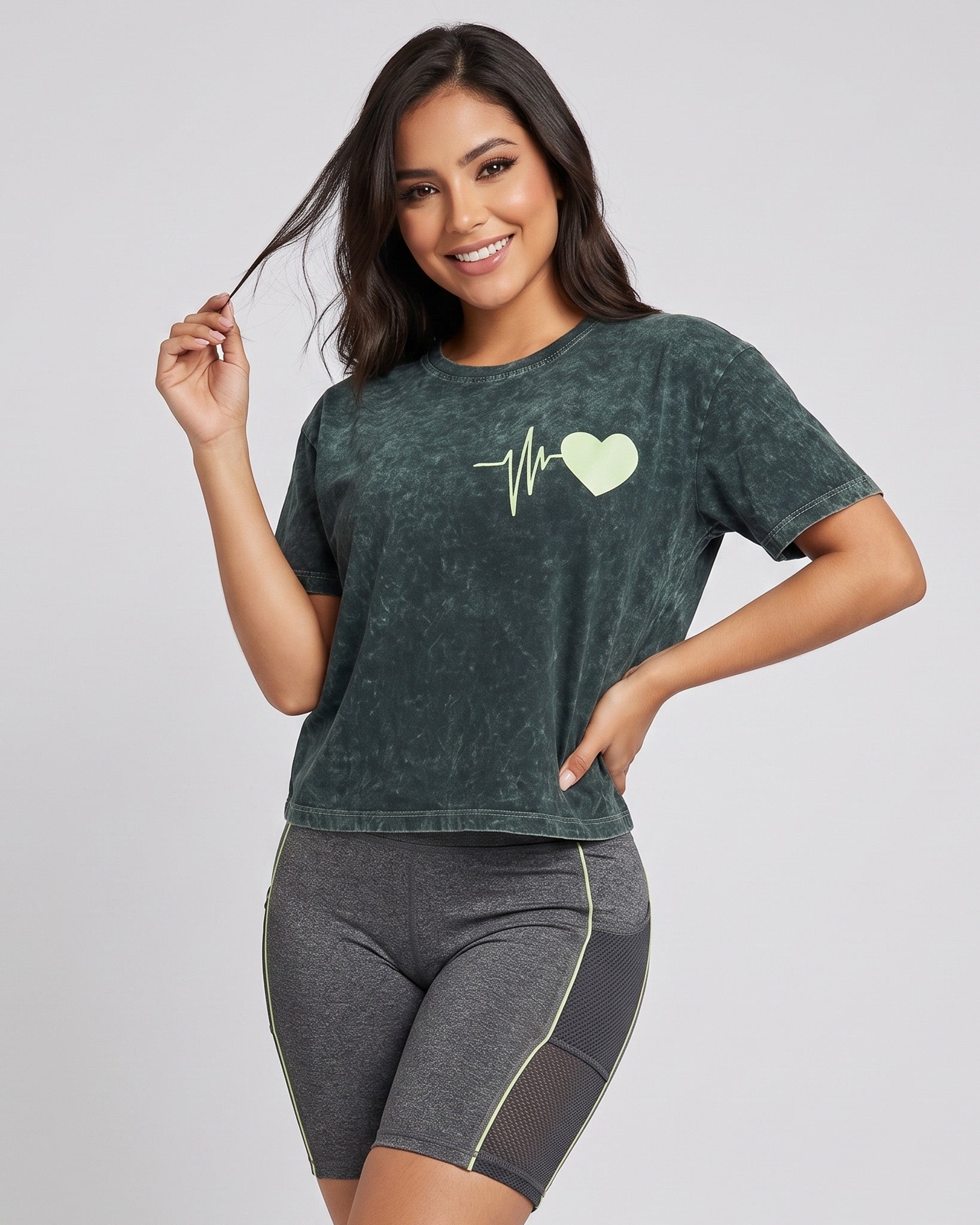 Polera Mujer Corazón Retro Gym - Ultra Suave Training - A365