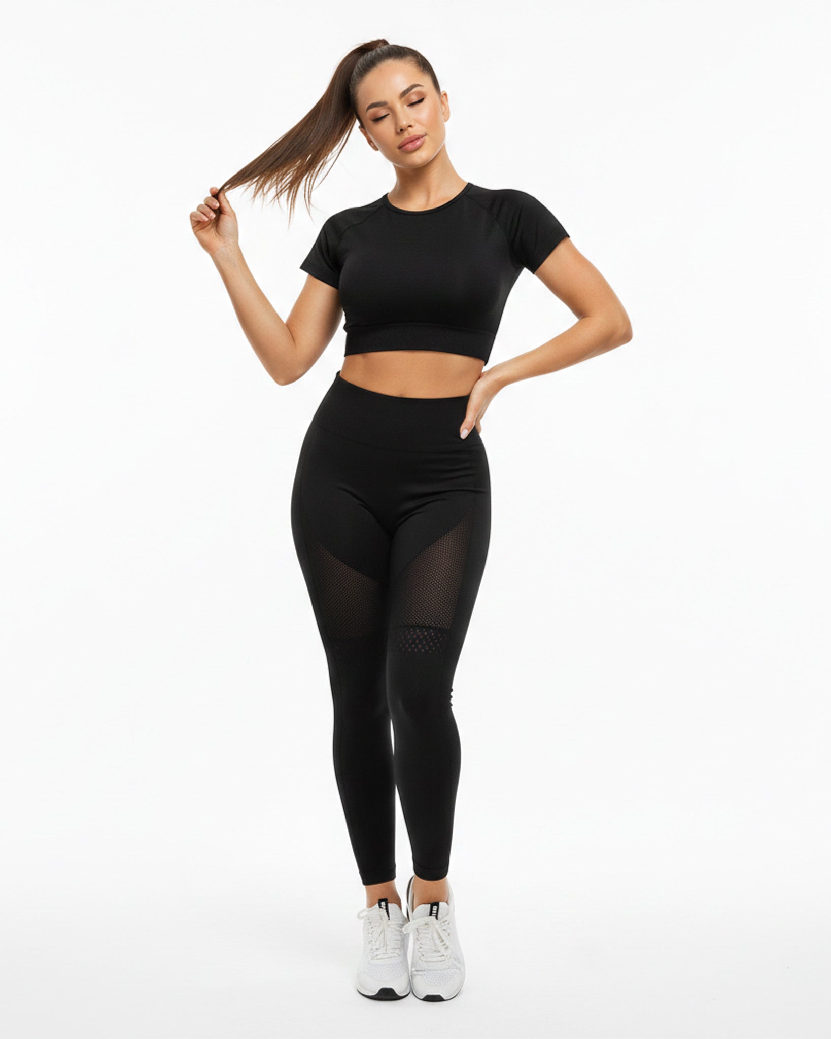 Conjunto Deportivo Mujer Peto de Manga Corta y Calza Push Up - 88152