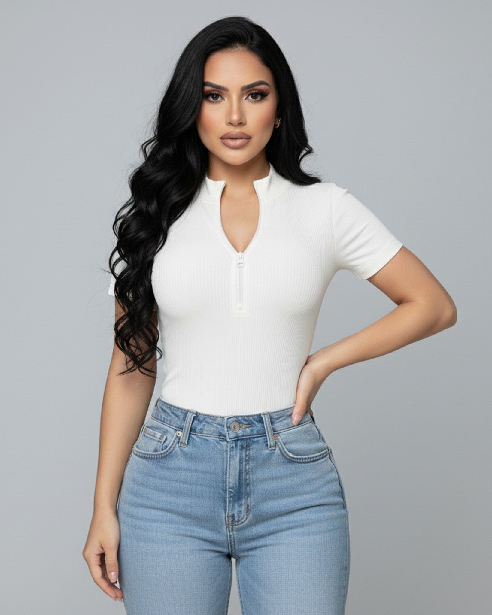 Body Mujer Modelador con Mangas Cortas y Cierre Delantero - YJ292