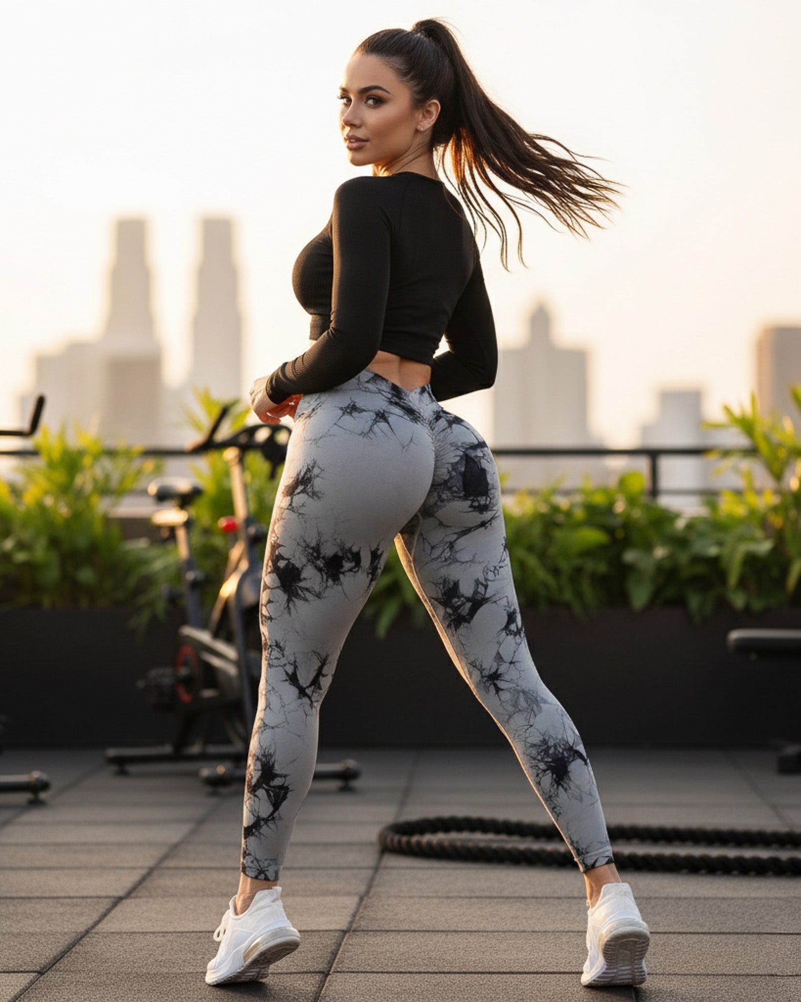 Calza Deportiva Mujer Push up Tie dye Corte en V - HY212