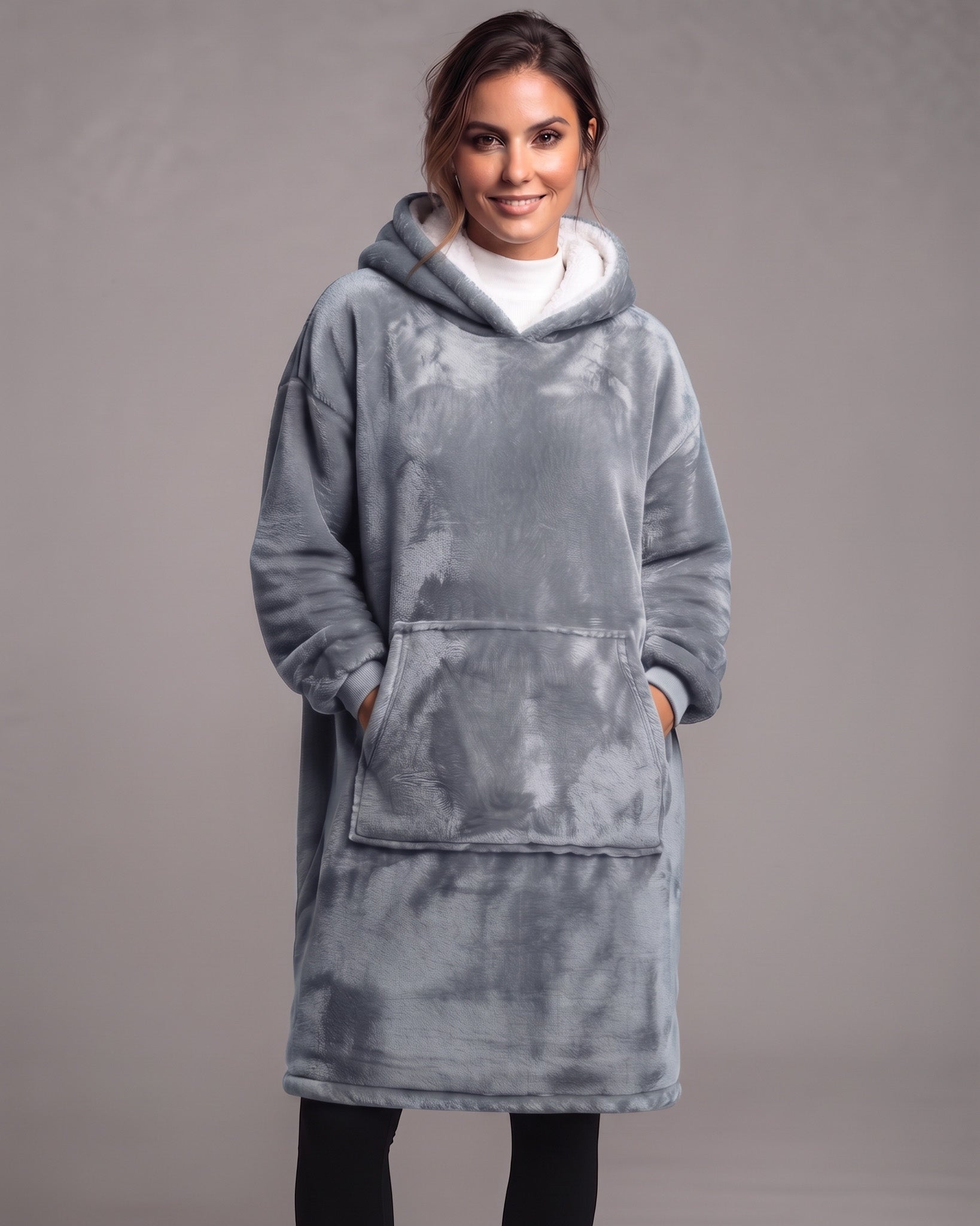 Maxi Poleron Manta Sherpa Bata Polar Con Capucha Invierno - Y501