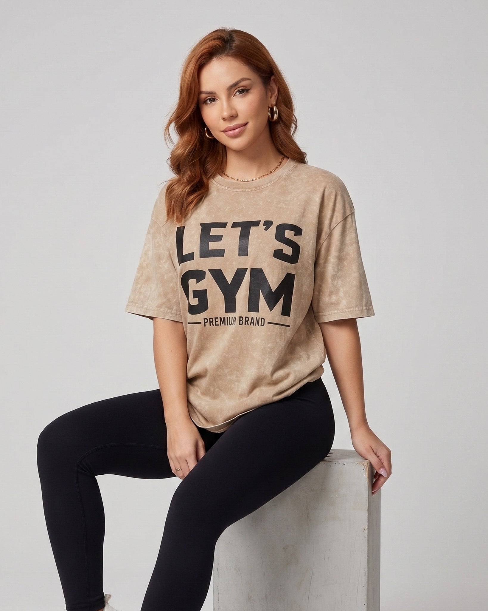 Polera Oversize Lets Gym - Look Retro Urbano Prelavada - A366