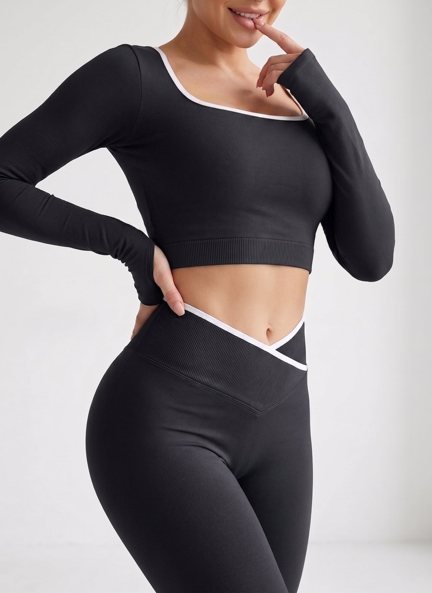 Set Mujer Flare Push Up Pretina Cruzada Líneas Calidad Pro - YJ320