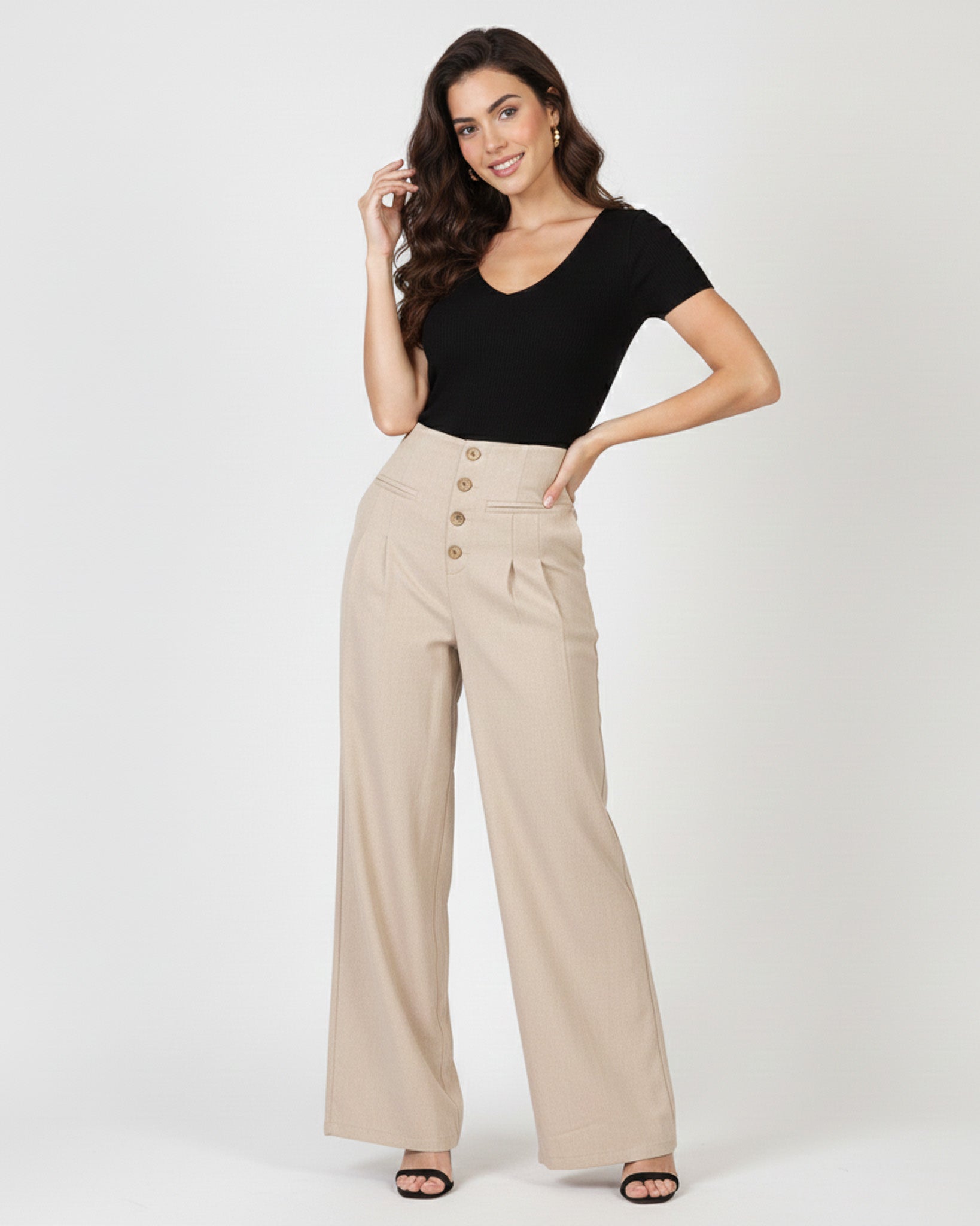 Pantalon Palazzo Mujer Cintura Alta - Verano - ZM2524