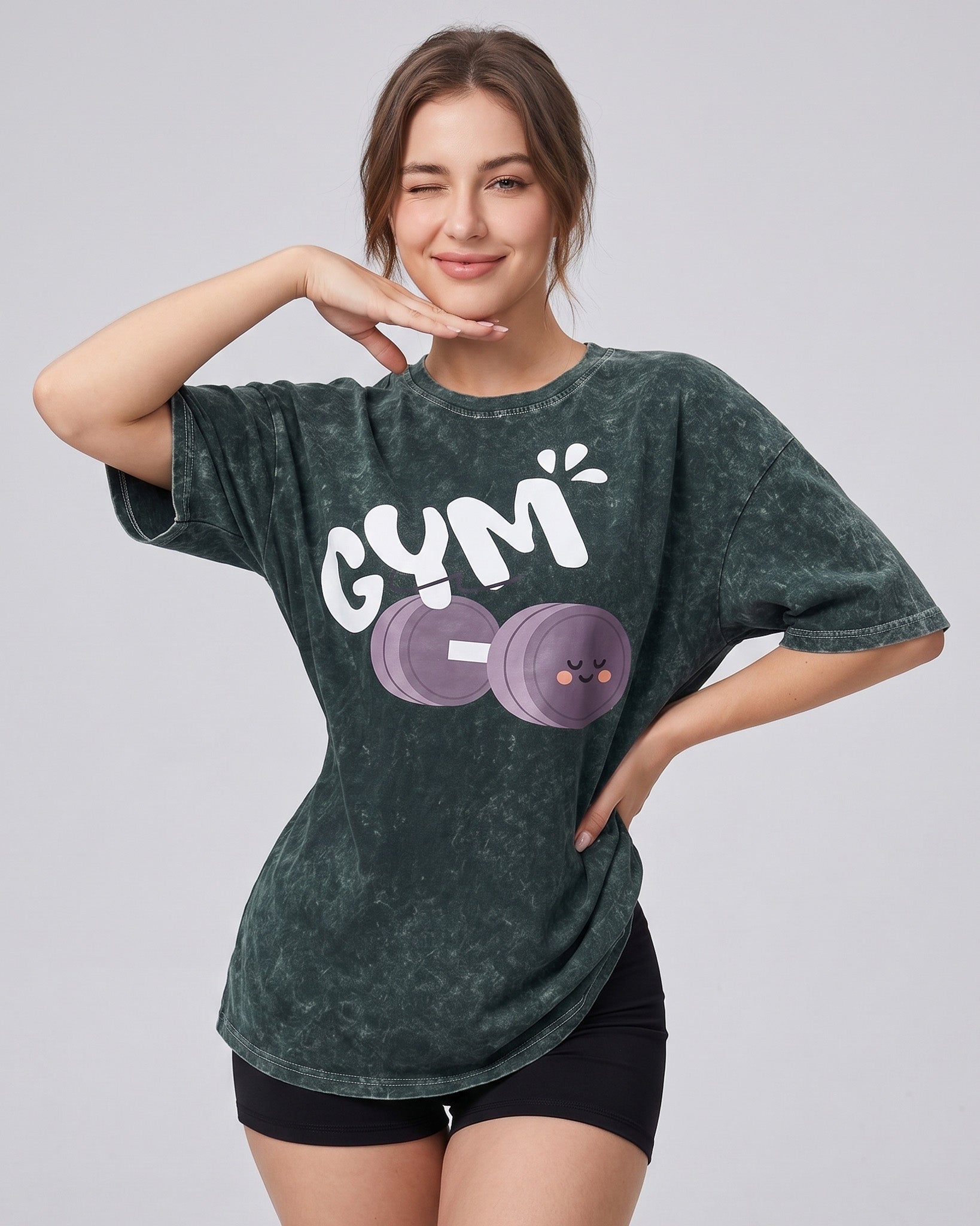 Polera Gym Oversize Mujer - Look Retro & Suave Prelavada - A366