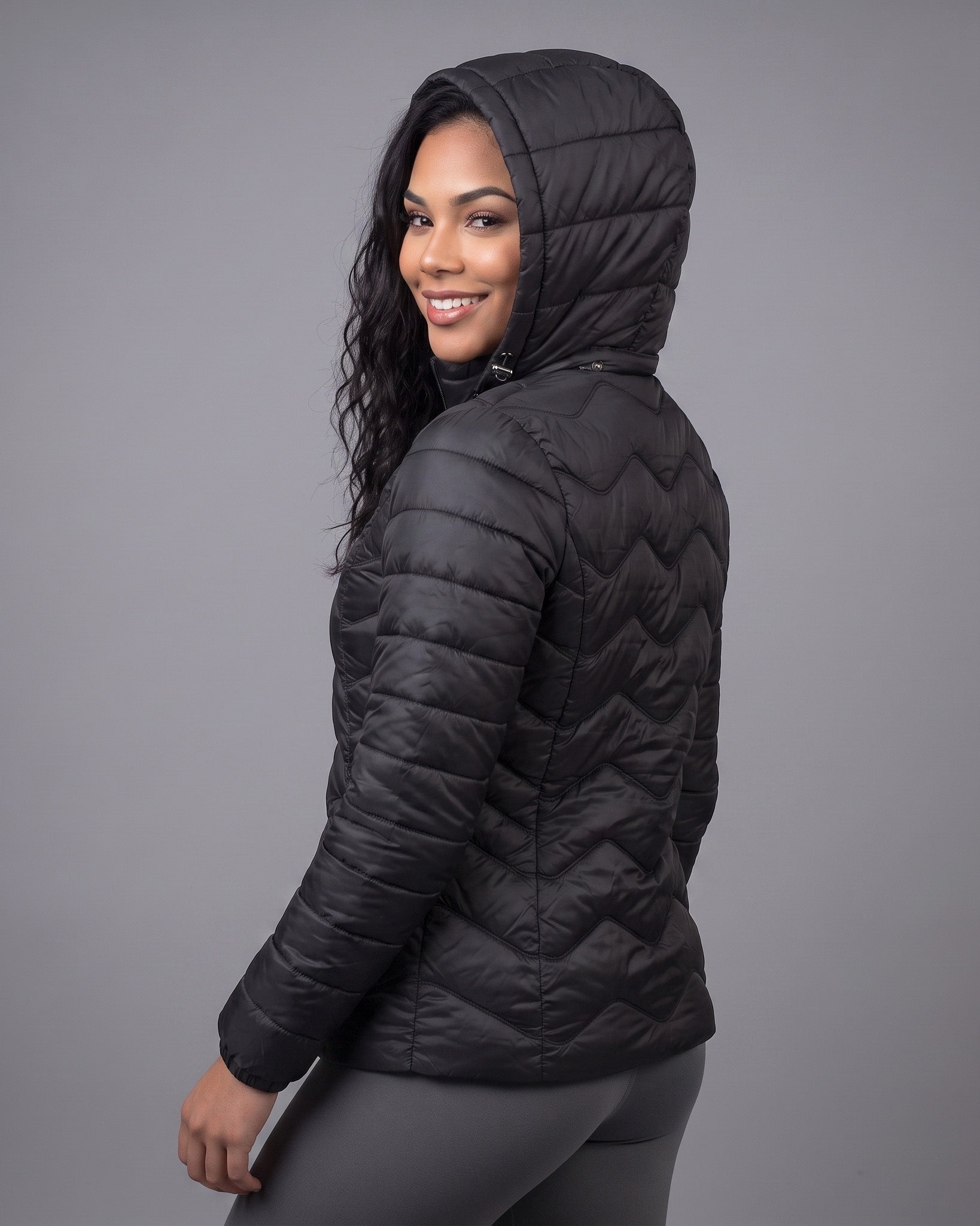 Parka Puffer Mujer Impermeable Capucha Desmontable Térmica - ELX1614