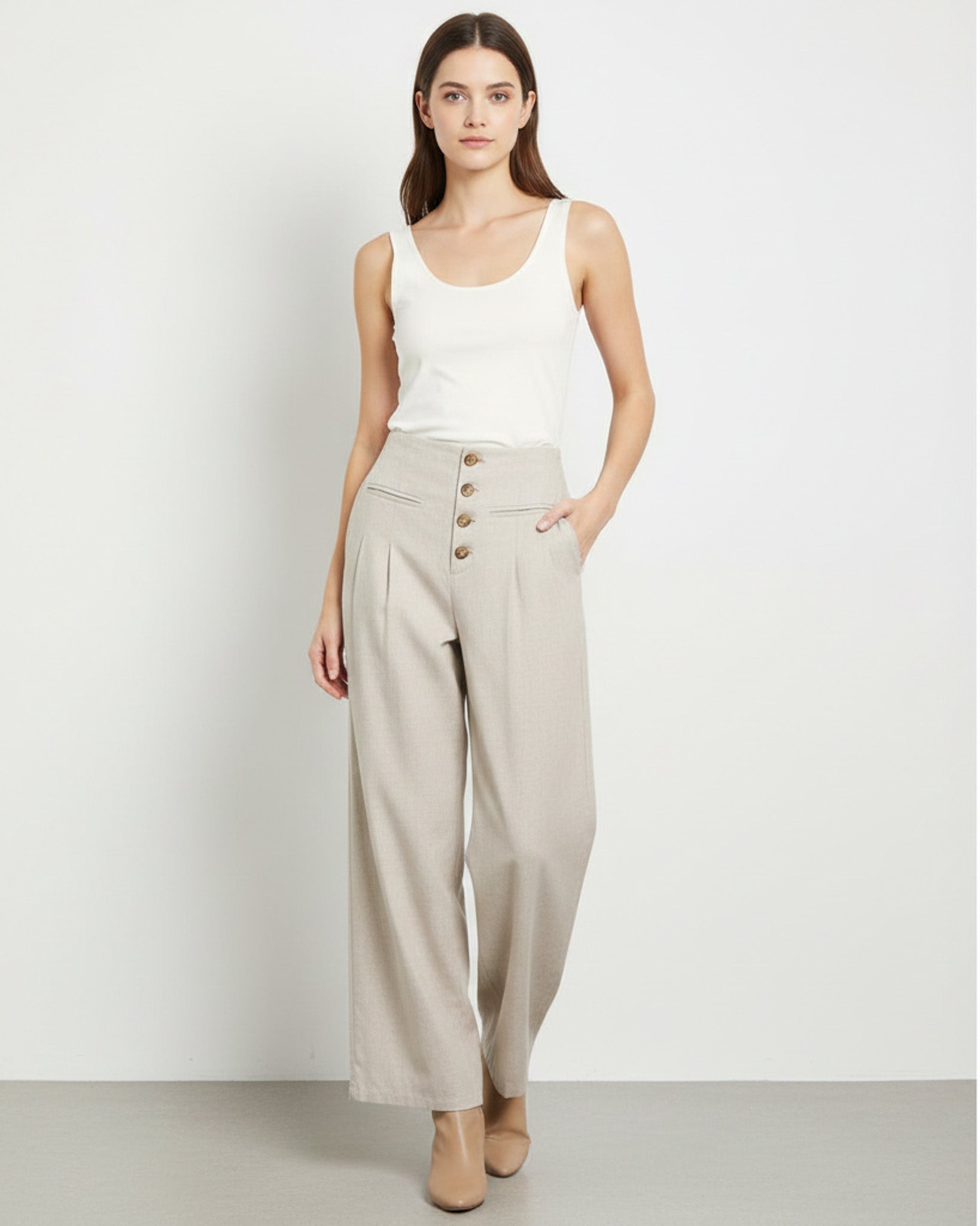 Pantalon Palazzo Mujer Cintura Alta - Verano - ZM2524