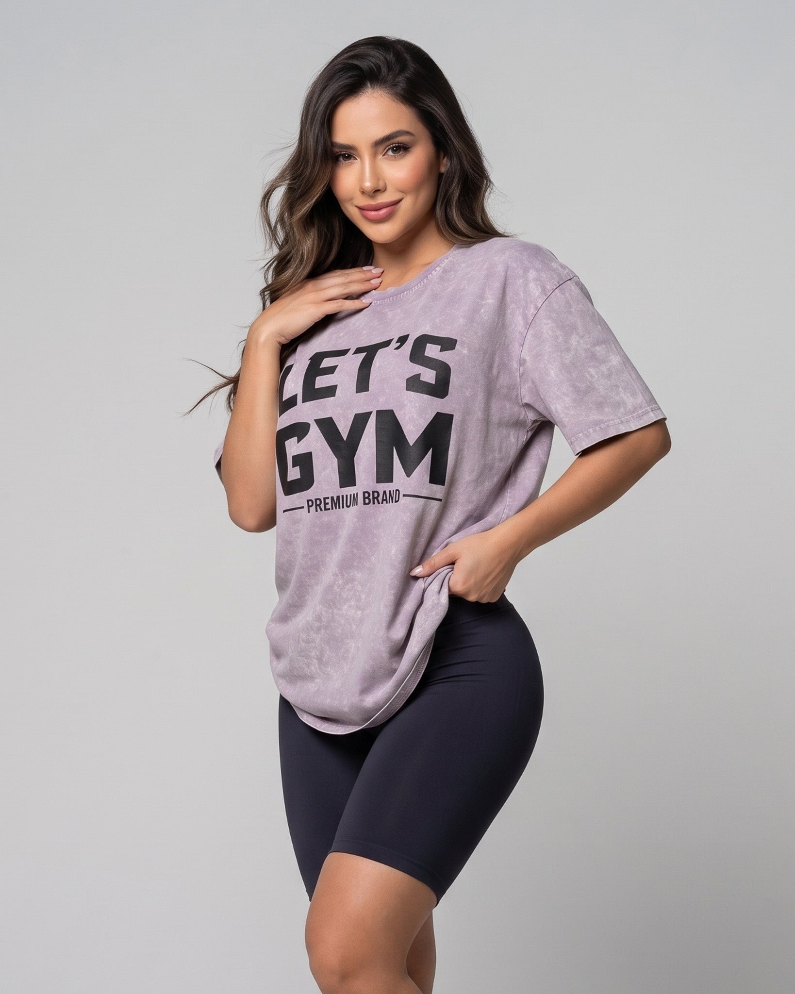 Polera Oversize Lets Gym - Look Retro Urbano Prelavada - A366