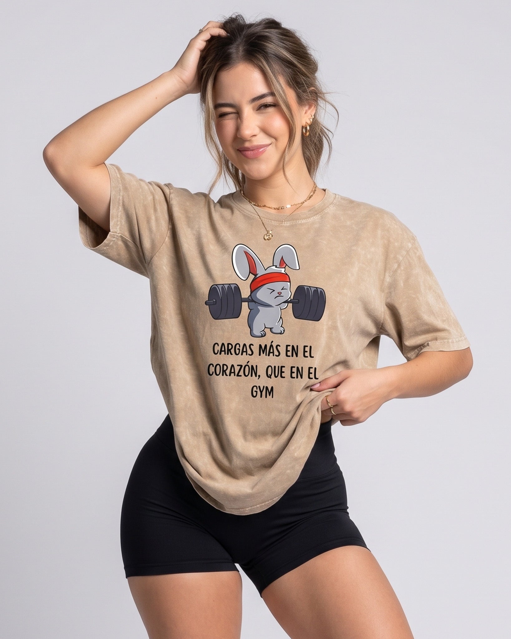 Polera Oversize Mujer Rabbit - Retro Gym Prelavada Premium - A366