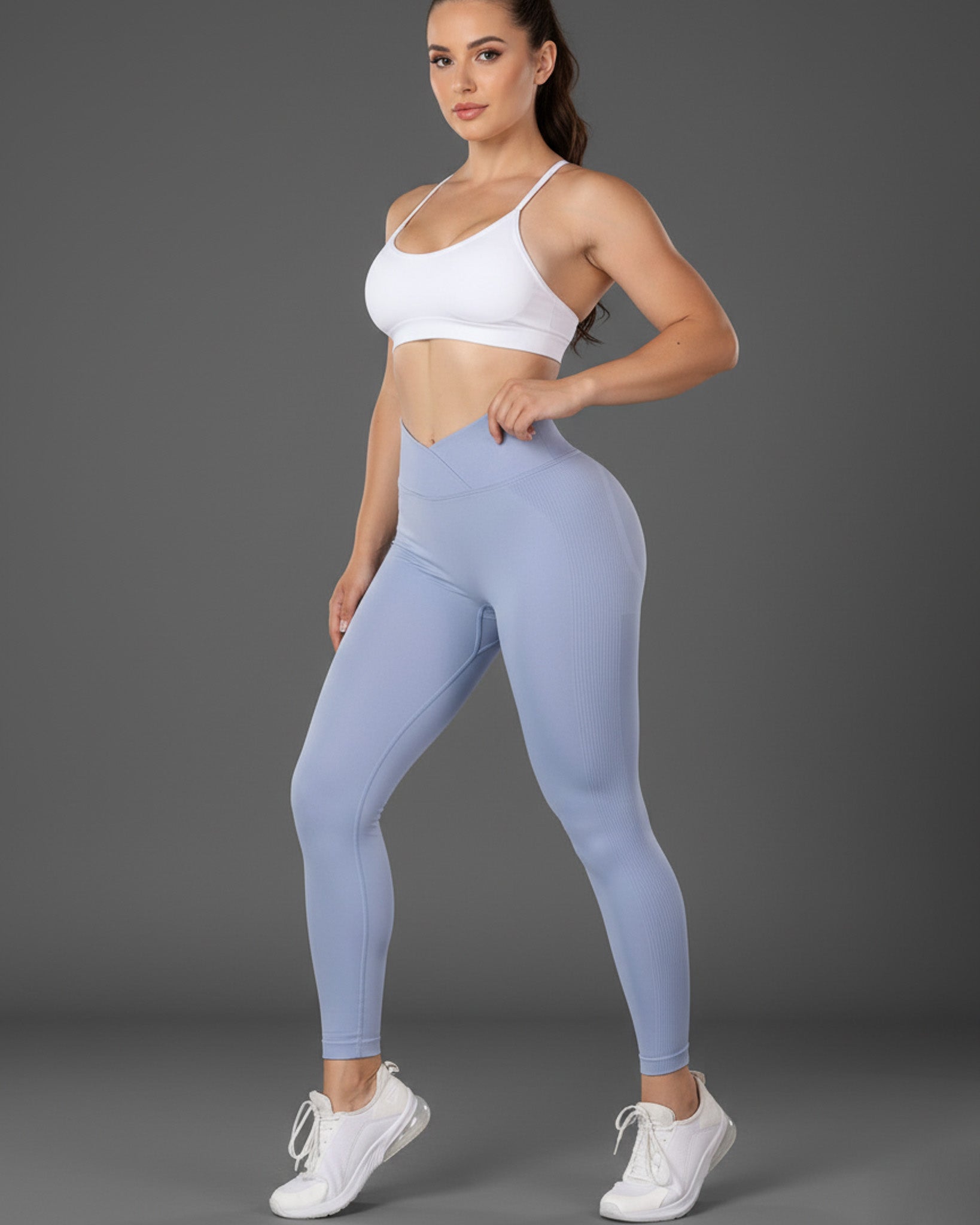 Calza Leggings Deportiva Doble Push Up Pretina Cruzada -hy04