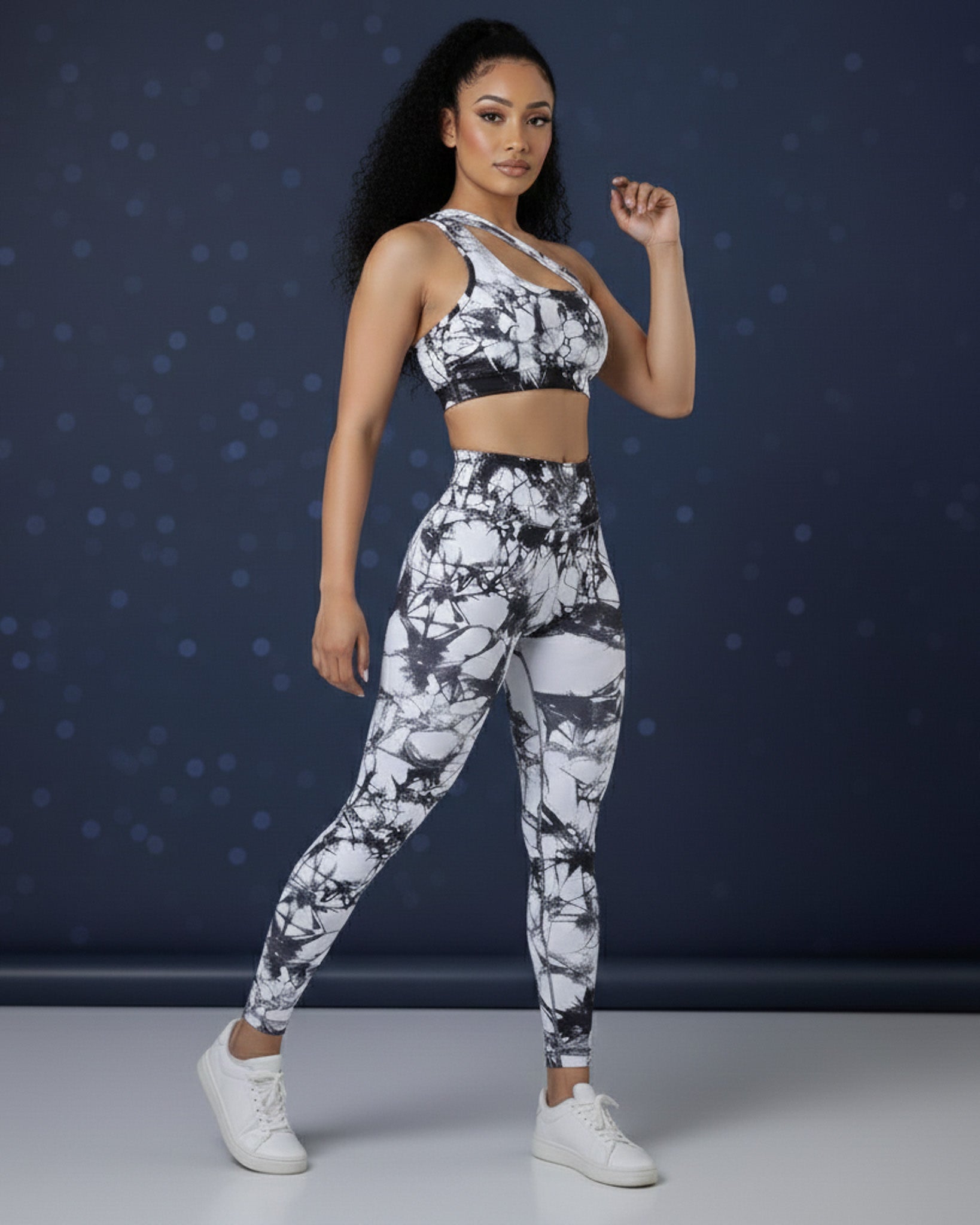 Conjunto de 2 piezas con top y leggings tie dye