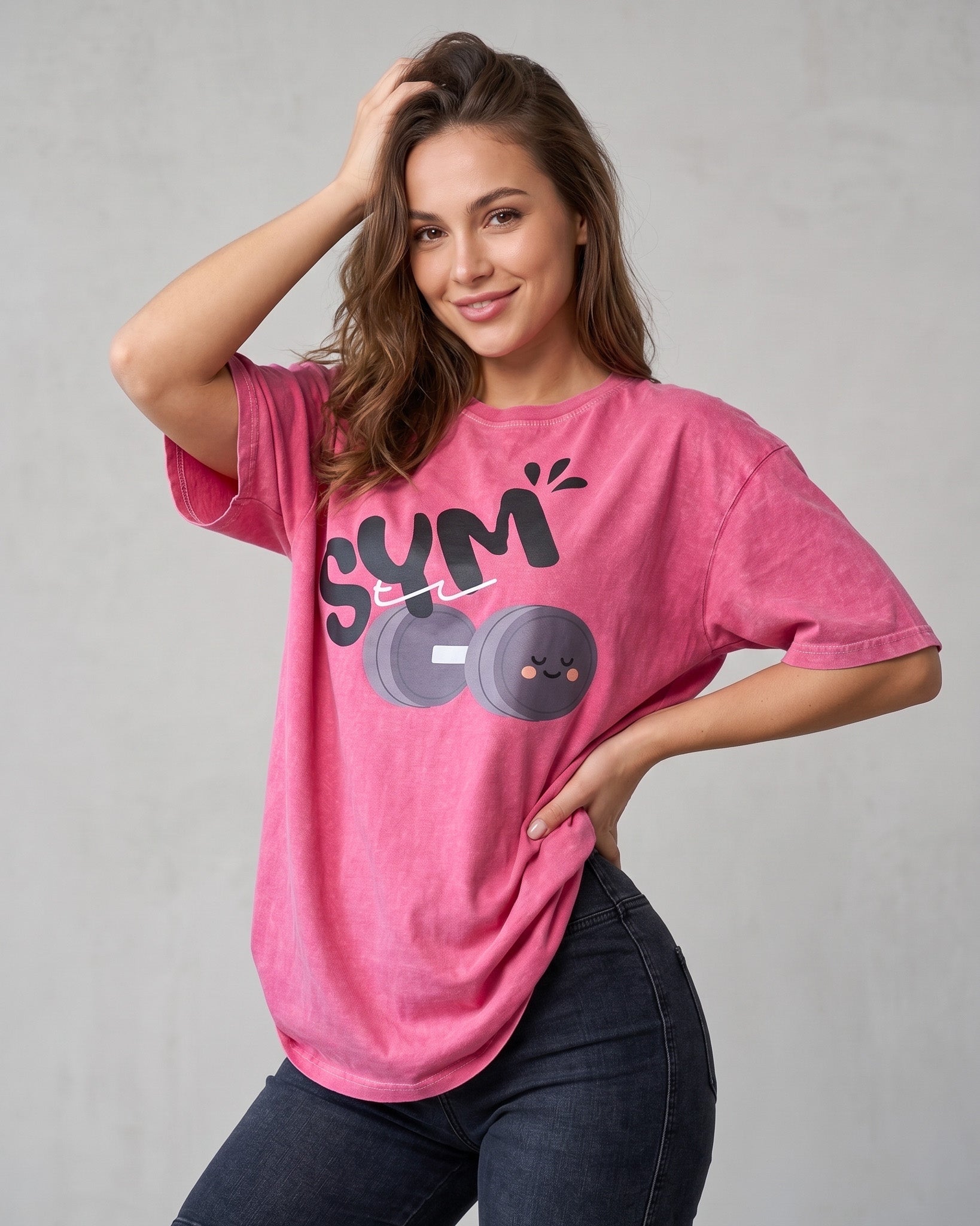 Polera Gym Oversize Mujer - Look Retro & Suave Prelavada - A366