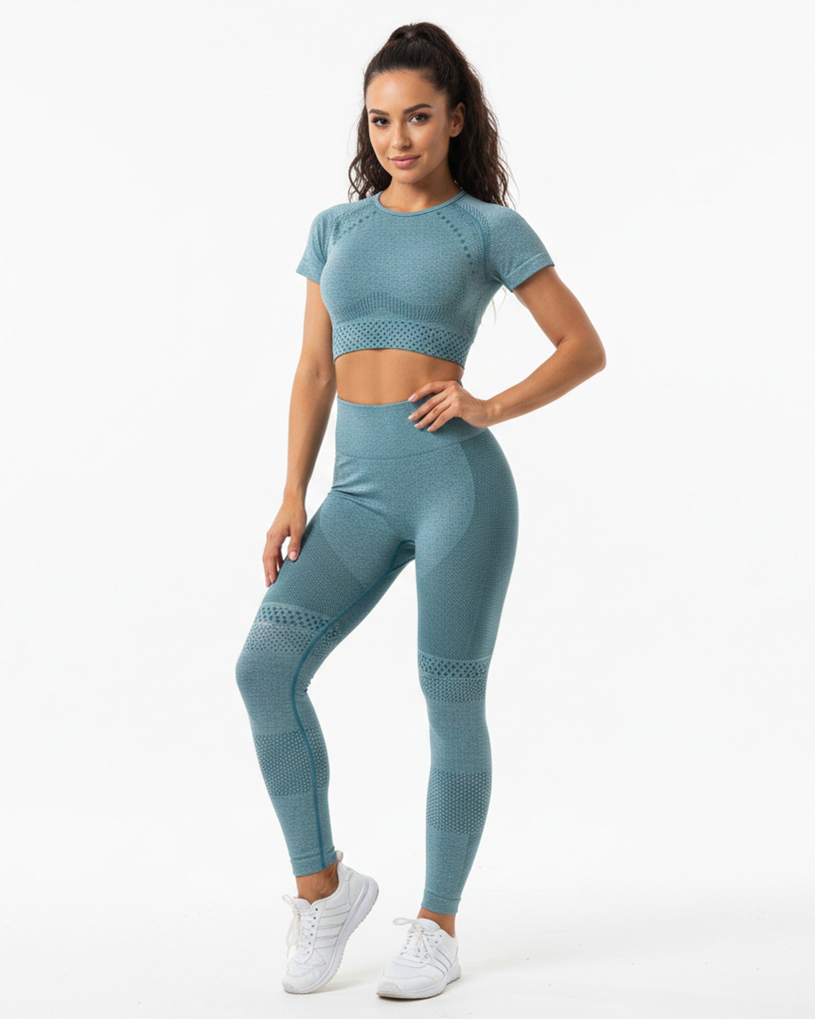 Conjunto Deportivo Mujer Peto de Manga Corta y Calza Push Up - 88152