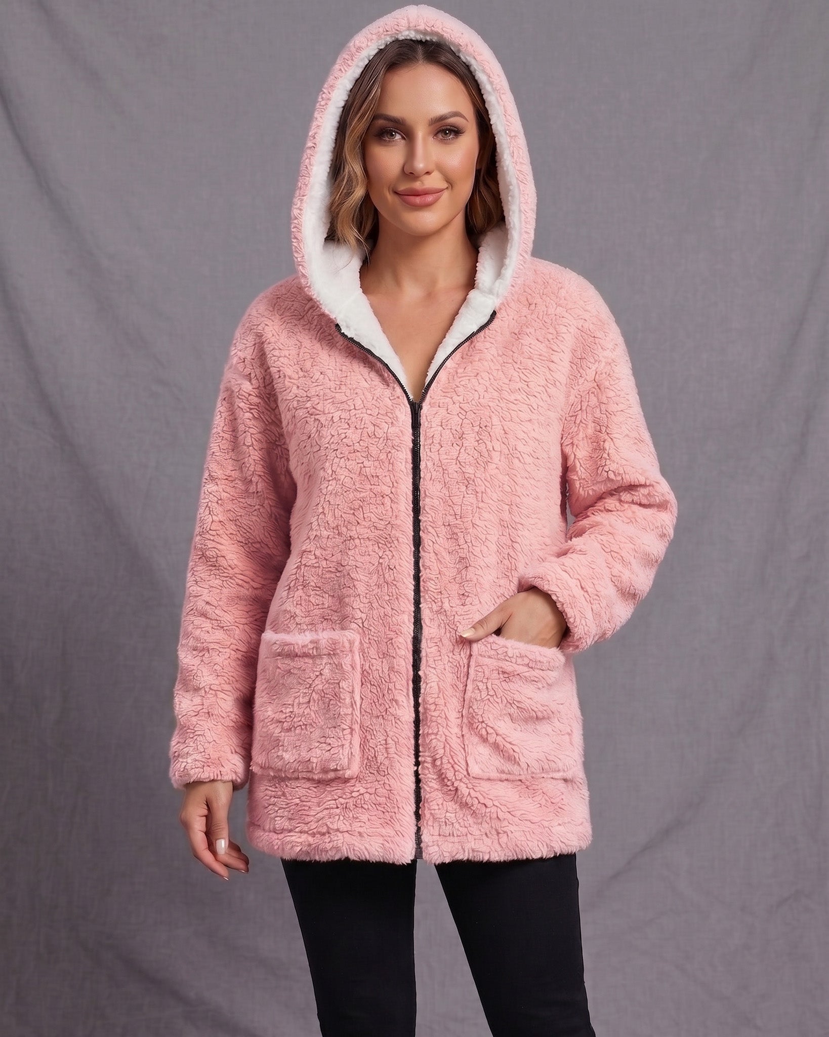 Chaqueta Abrigo Reversible Chiporro Mujer Capucha Invierno - JC516020