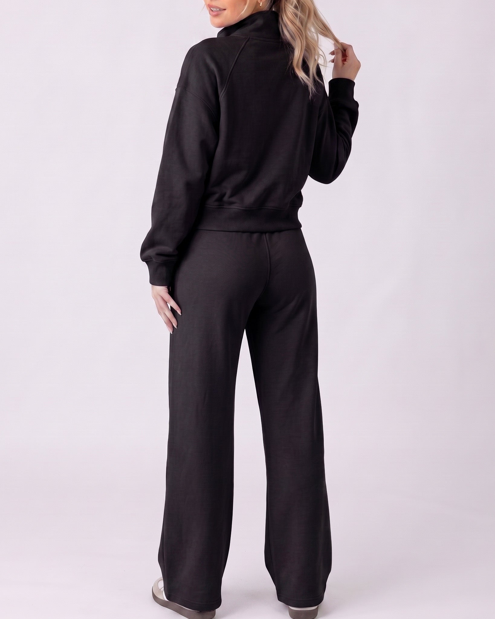Buzo Completo Casual De Dos Piezas Polerón Corto Y Pantalón Ancho - LQ1015