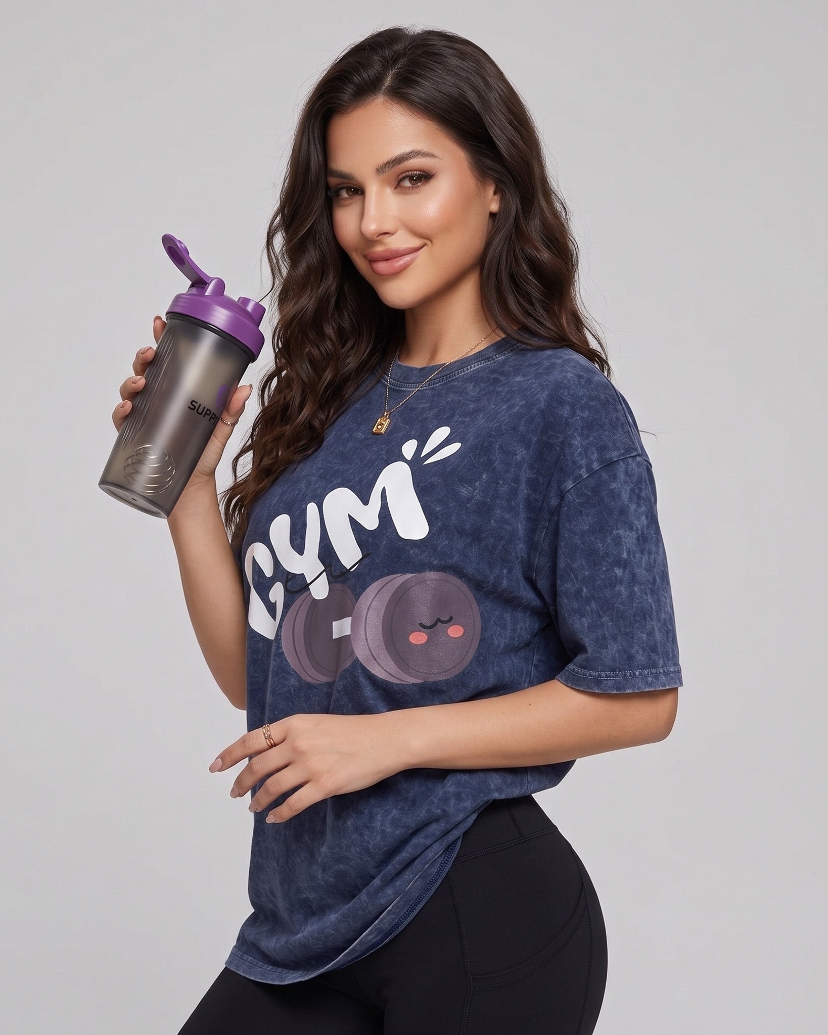 Polera Gym Oversize Mujer - Look Retro & Suave Prelavada - A366