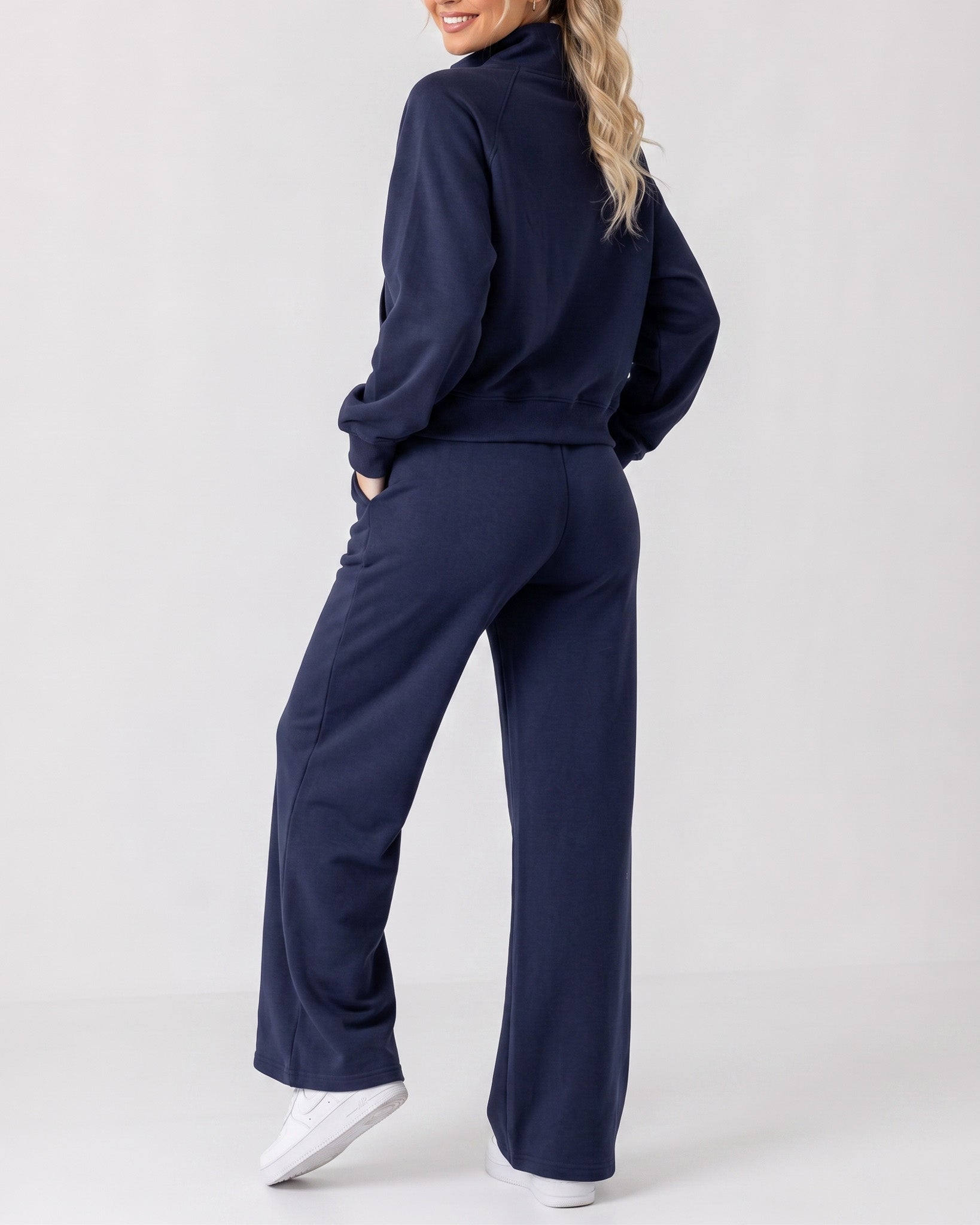 Buzo Completo Casual De Dos Piezas Polerón Corto Y Pantalón Ancho - LQ1015